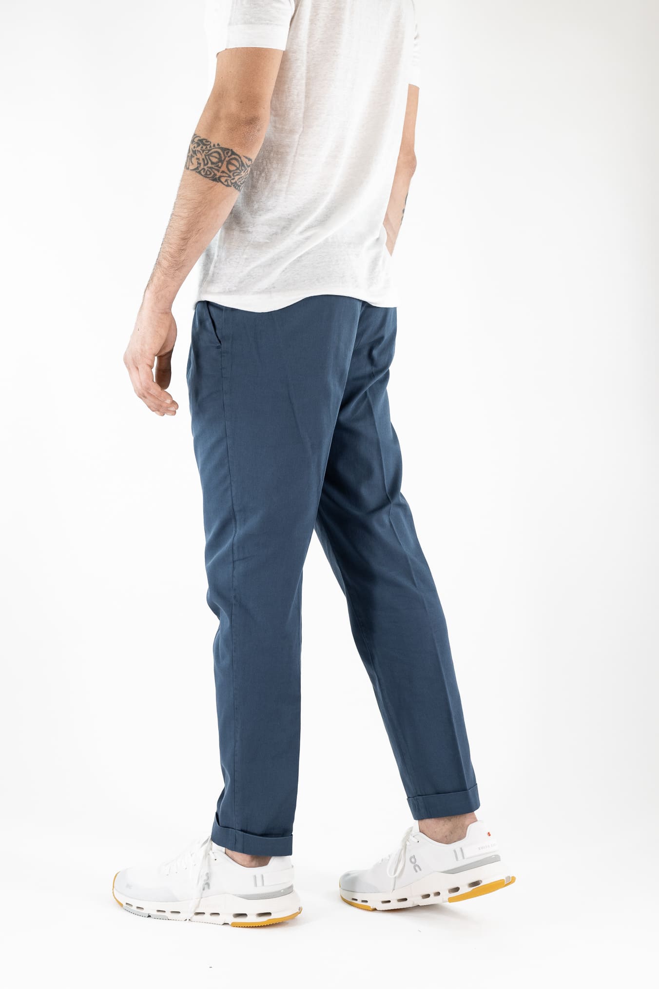 HINDUSTRIE Pantaloni Micro Spigato Cotone Blu