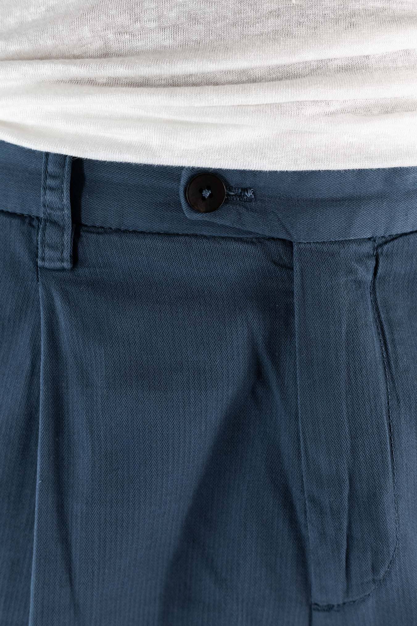 HINDUSTRIE Pantaloni Micro Spigato Cotone Blu