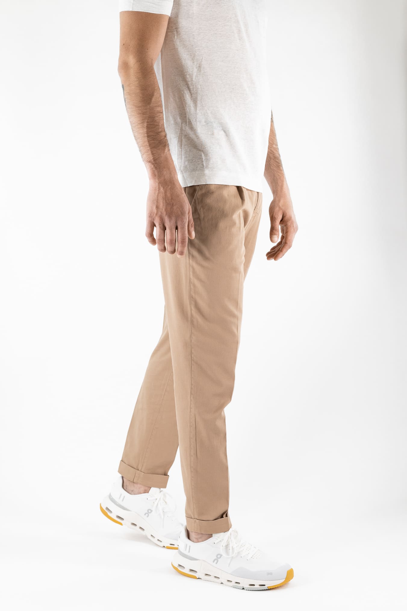 HINDUSTRIE Pantaloni Micro Spigato Cotone Biscotto