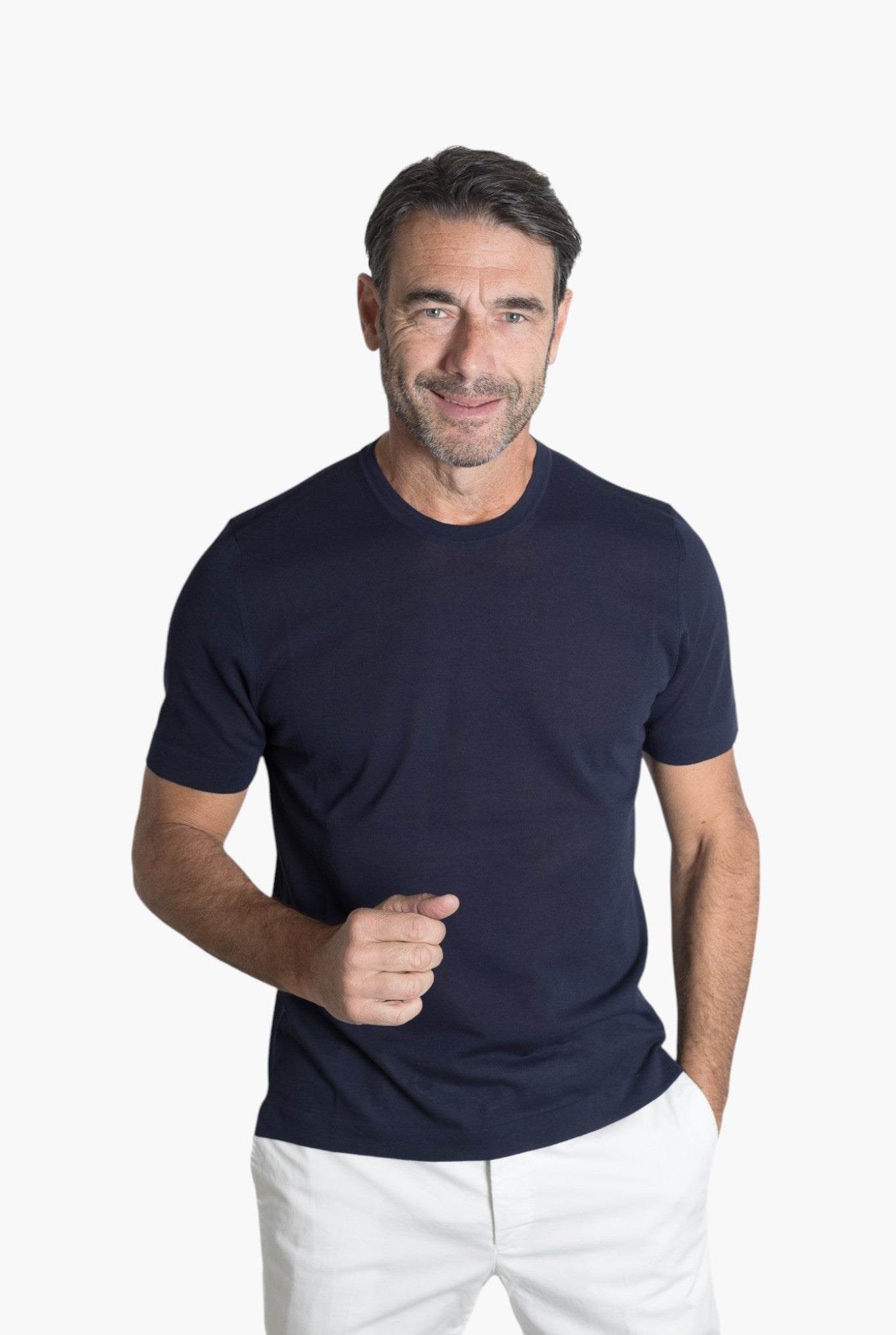 HINDUSTRIE T-Shirt Cotone Crepe Blu Navy