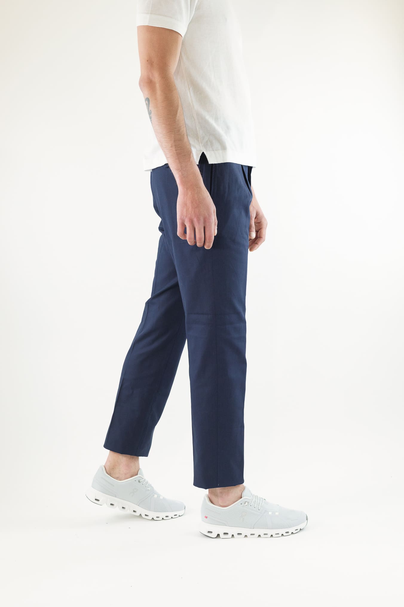 HINDUSTRIE Pantaloni Cotone Crepe Blu Navy