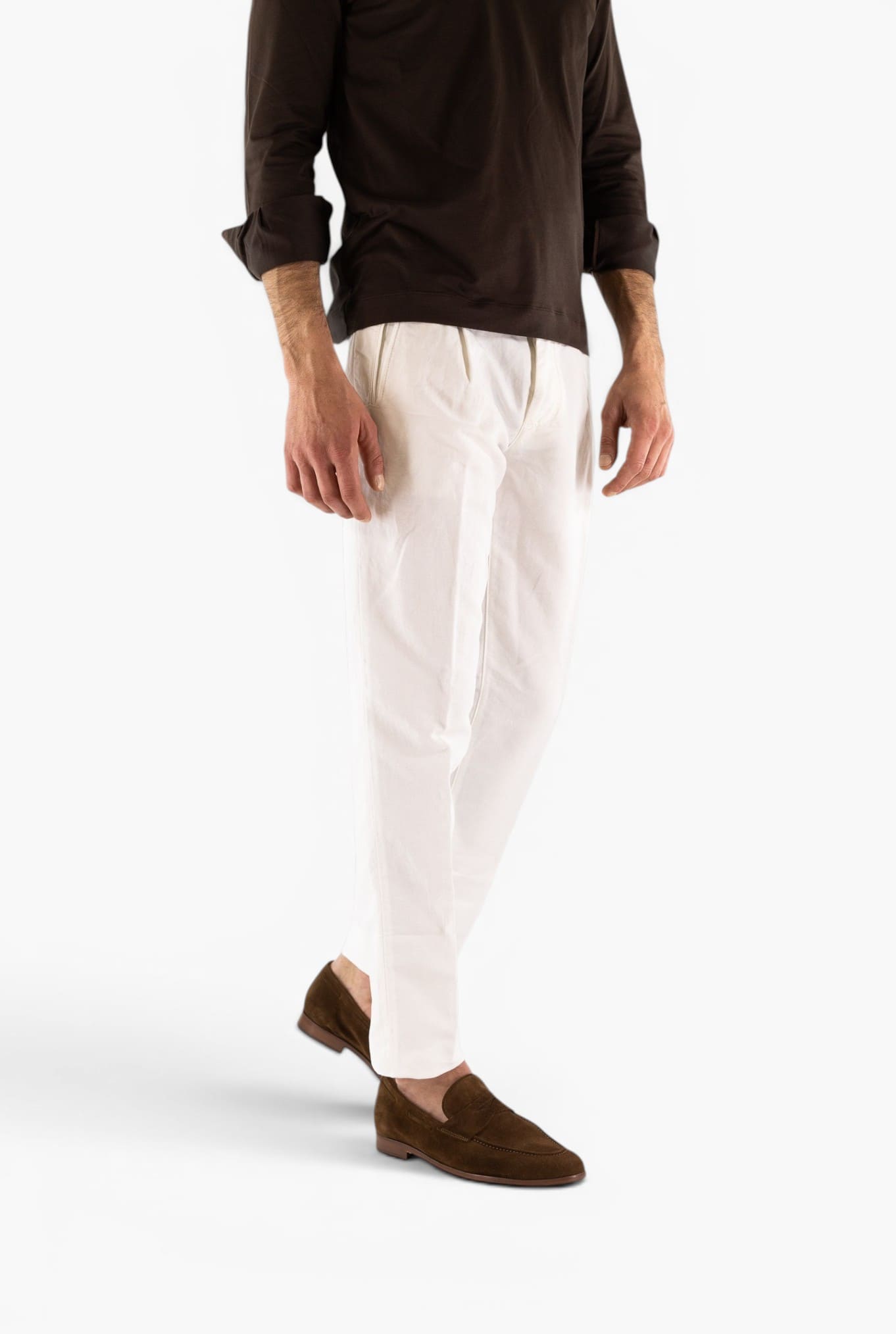 INCOTEX Pantaloni Sartoriali Lino Cotone Bianco