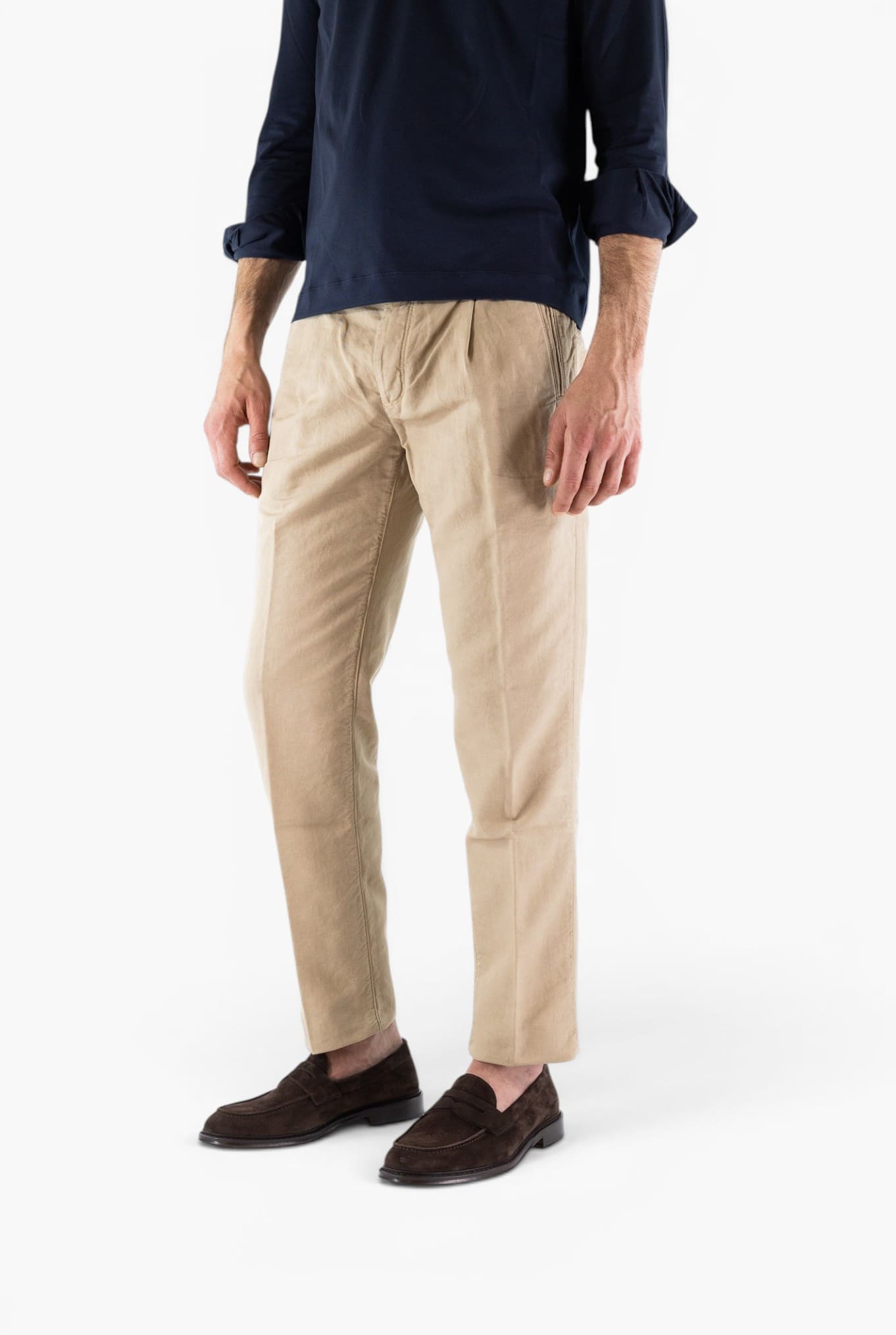 INCOTEX Pantaloni Sartoriali Lino Cotone Beige