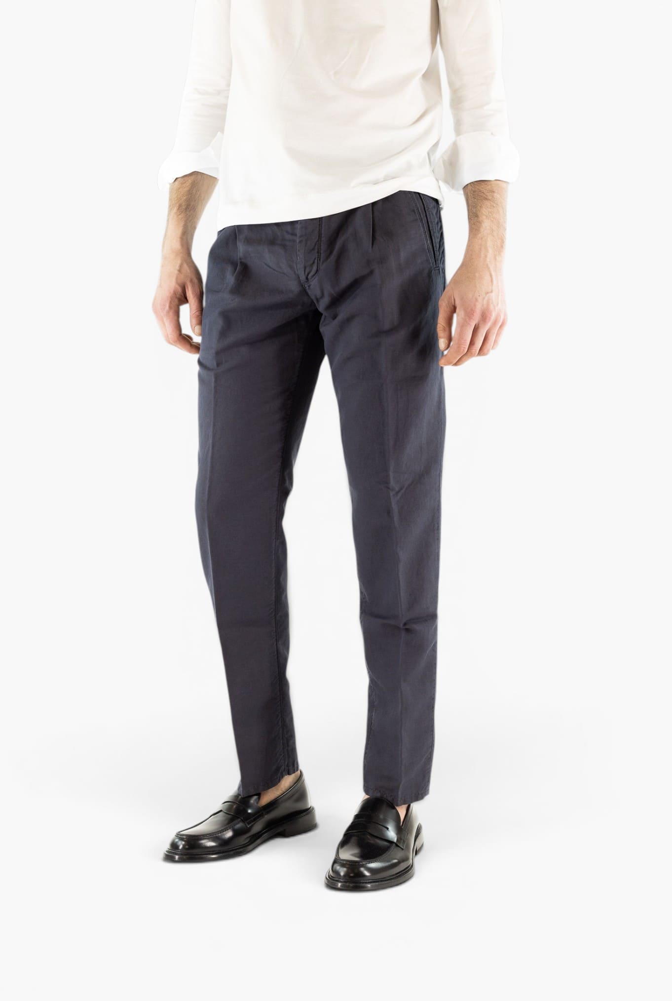 INCOTEX Pantaloni Sartoriali Lino Cotone Blu