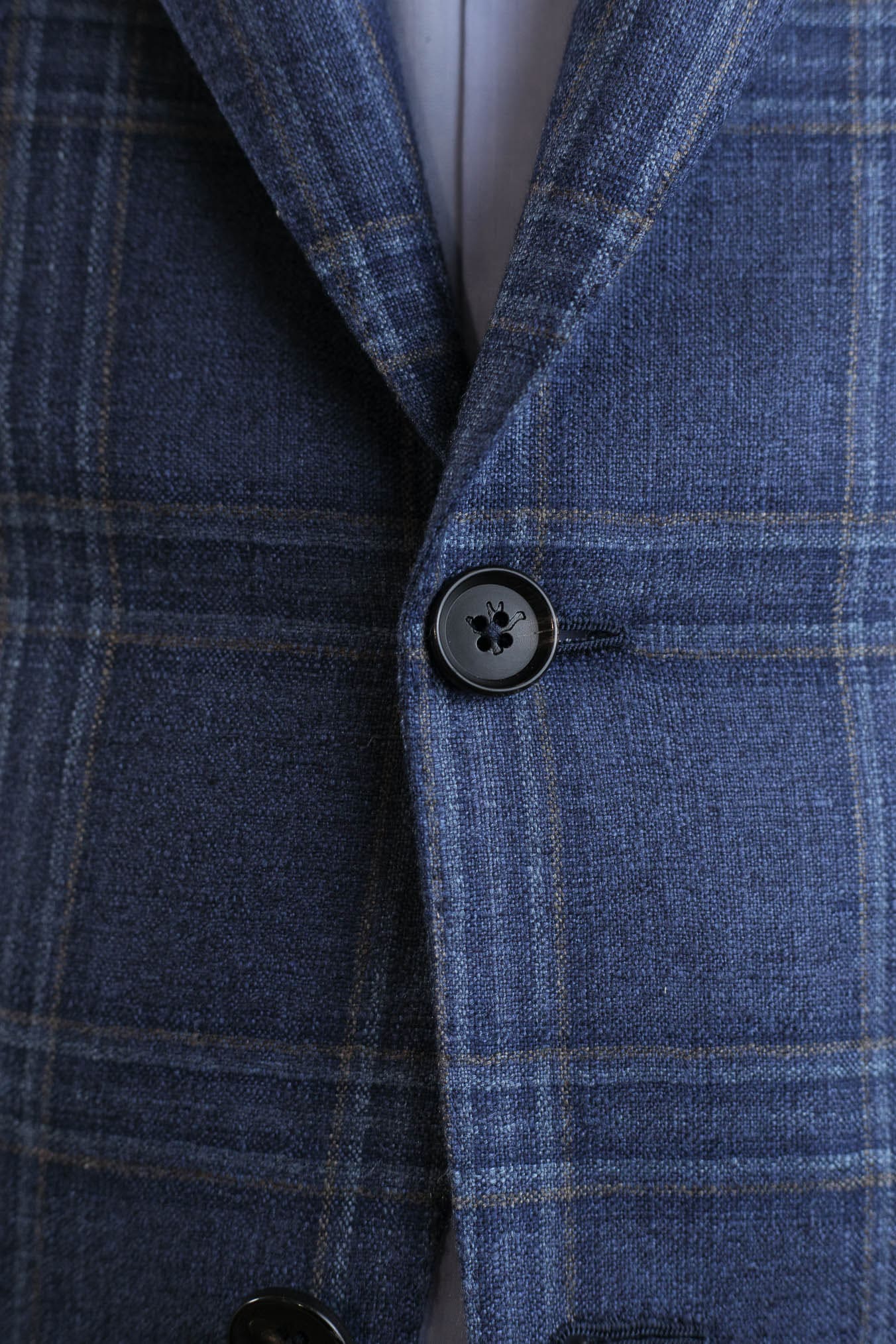 ISAIA Giacca Check Blu Seta e Cashmere