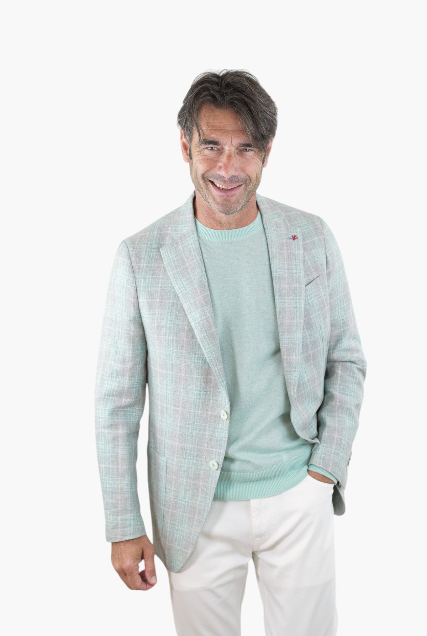 ISAIA Giacca Principe di Galles Verde Isaia