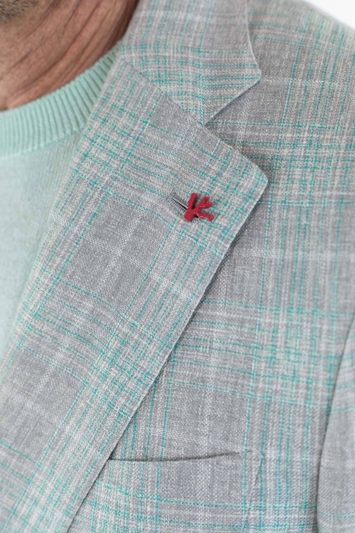 ISAIA Giacca Principe di Galles Verde Isaia