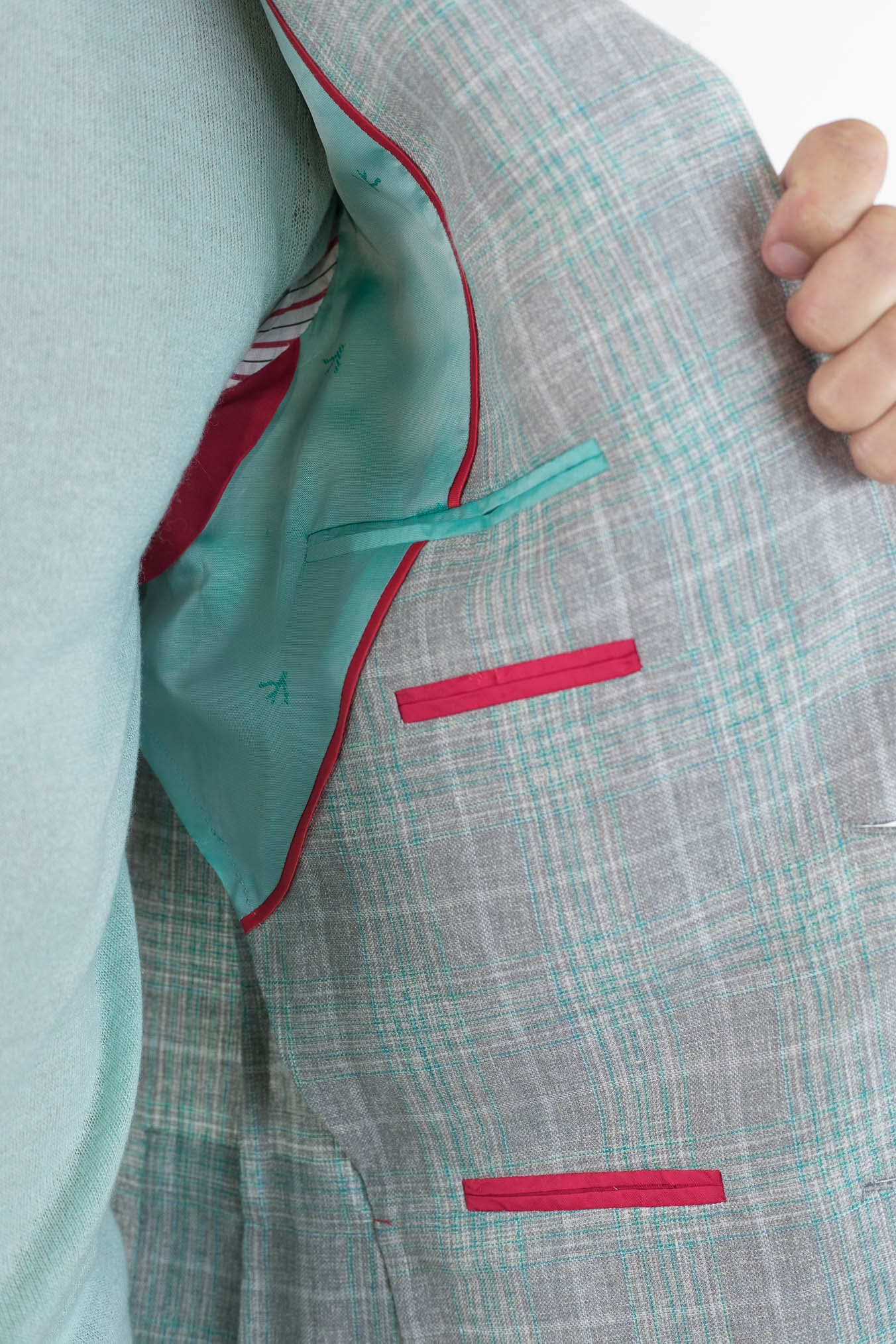 ISAIA Giacca Principe di Galles Verde Isaia