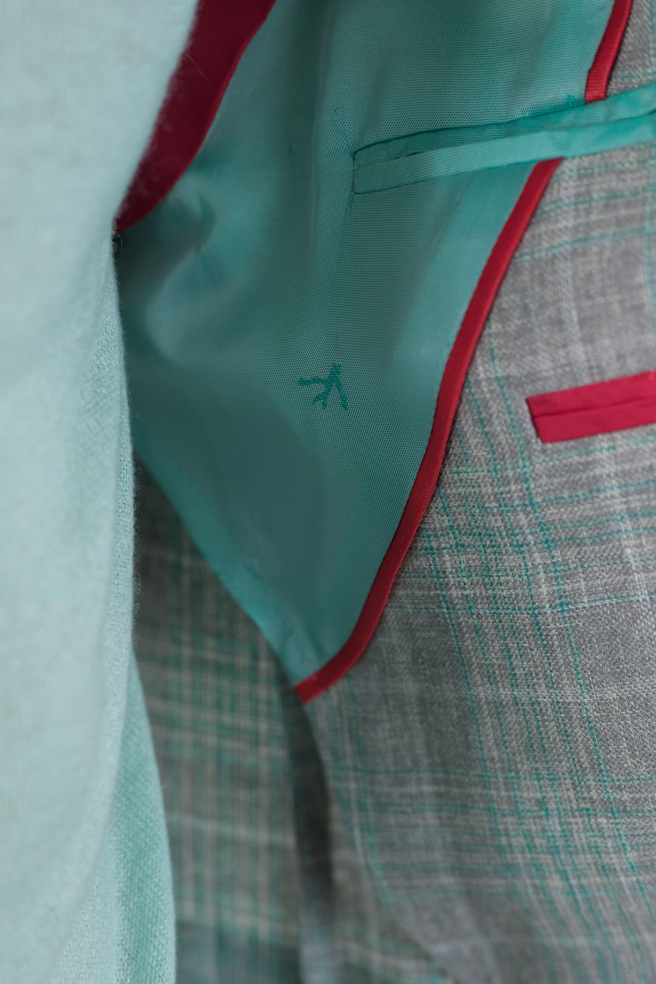 ISAIA Giacca Principe di Galles Verde Isaia