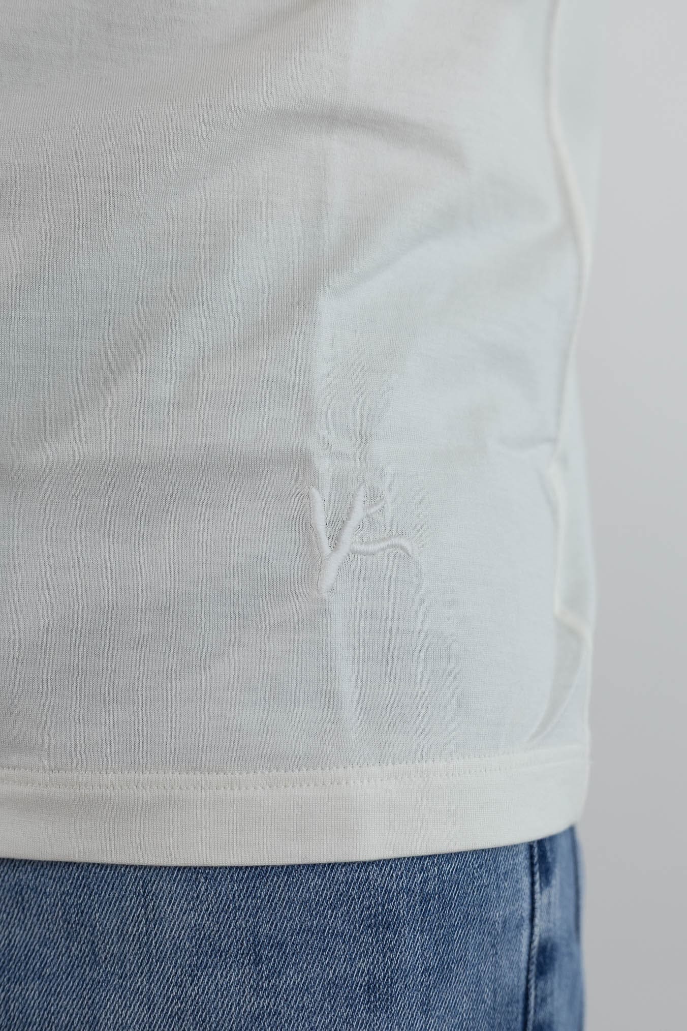 ISAIA T-Shirt Seta e Cotone Bianco