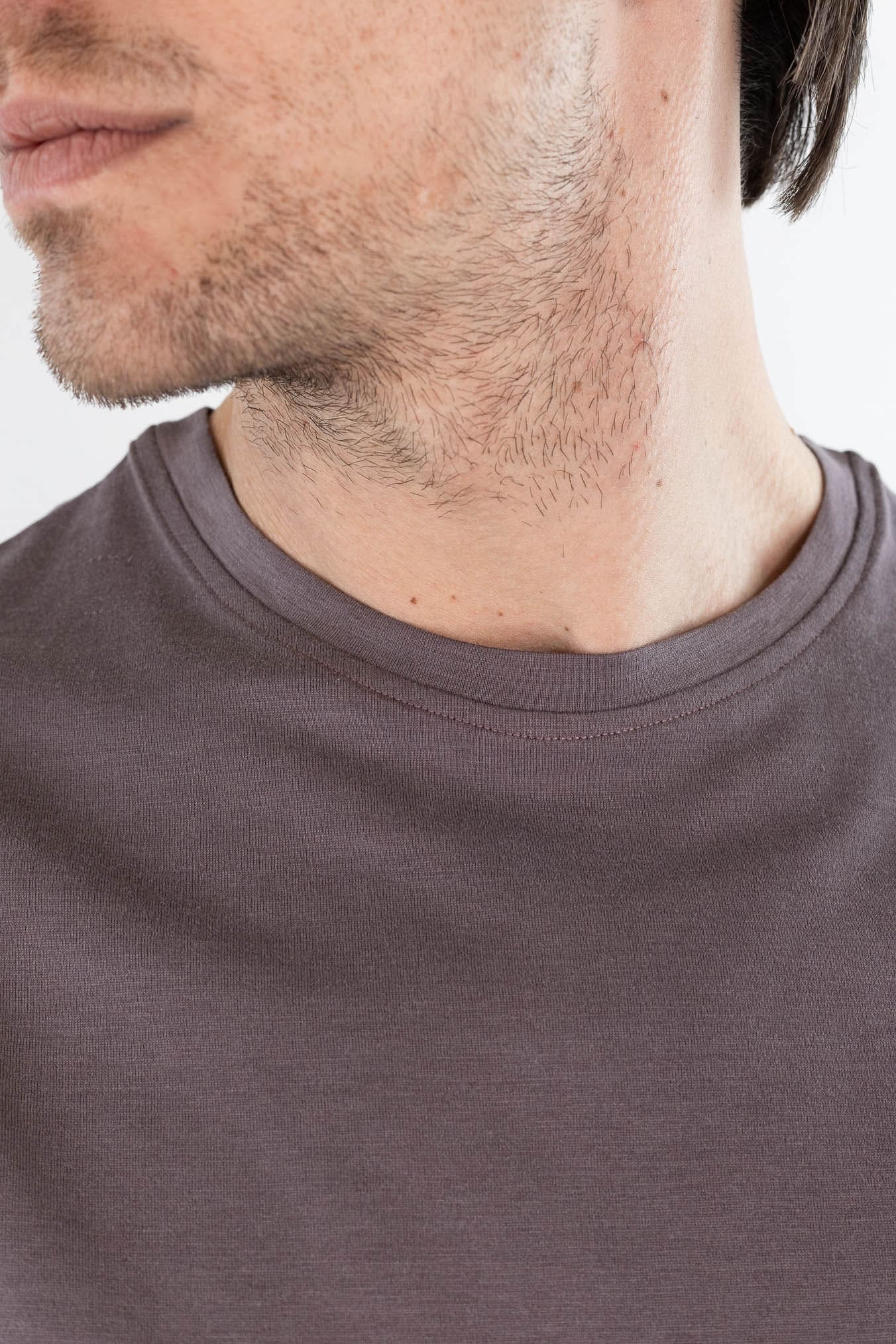 ISAIA T-Shirt Seta e Cotone Cioccolato