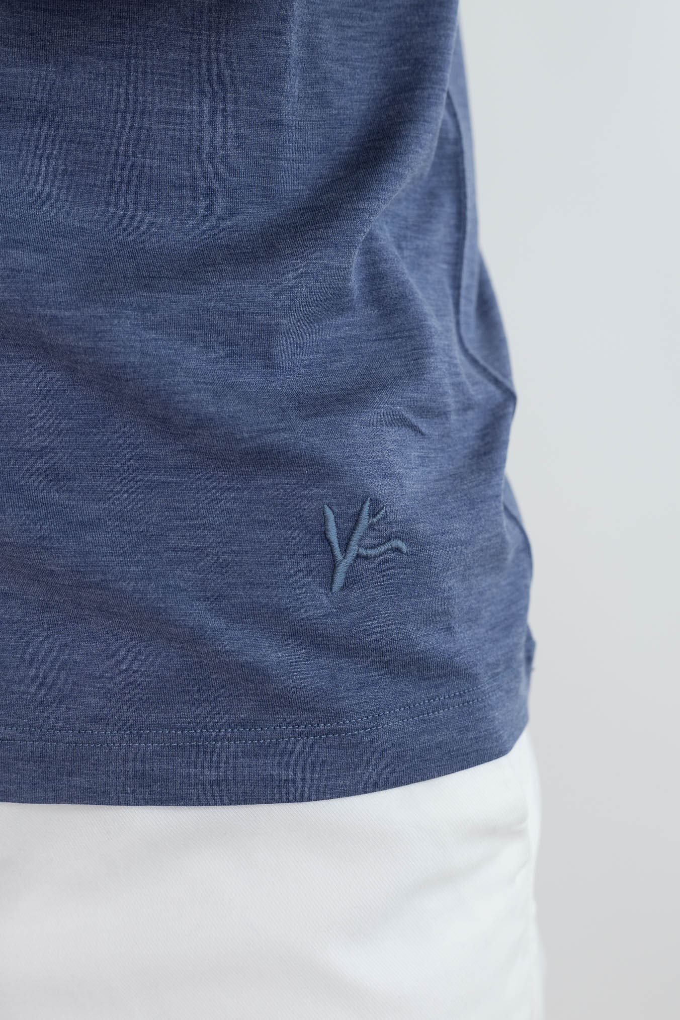 ISAIA T-Shirt Seta e Cotone Blu Denim