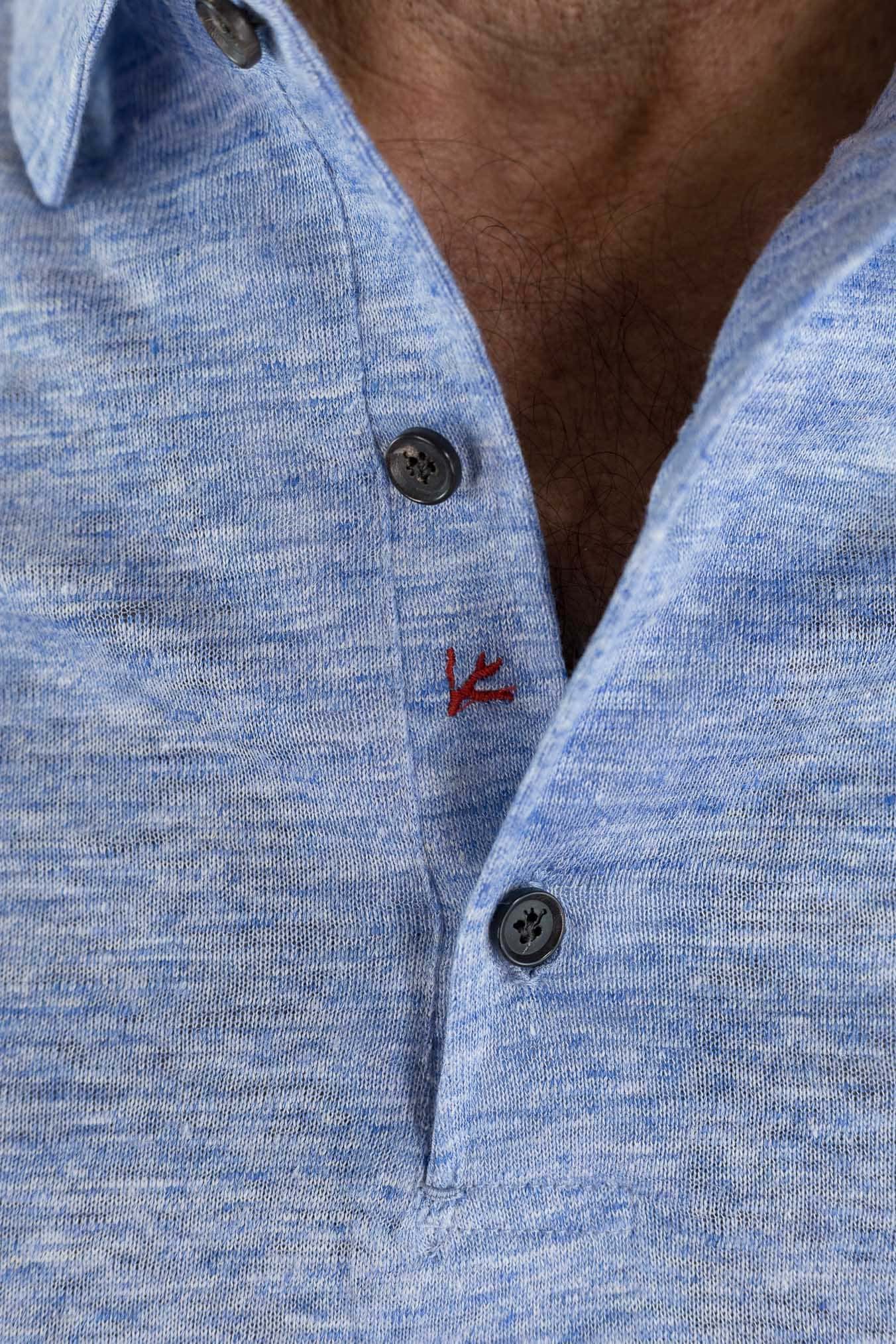 ISAIA Polo Lino Celeste Mélange