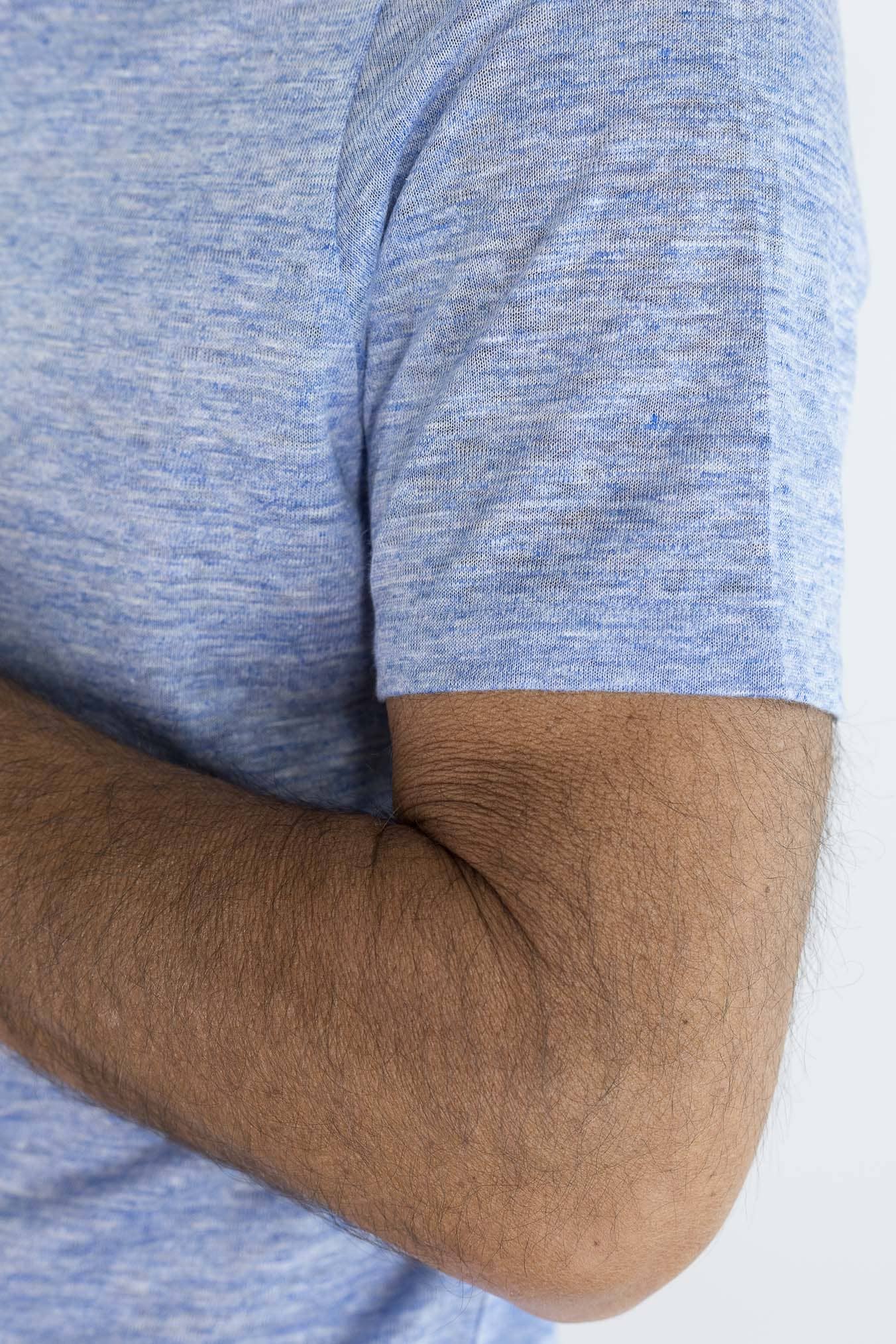 ISAIA Polo Lino Celeste Mélange