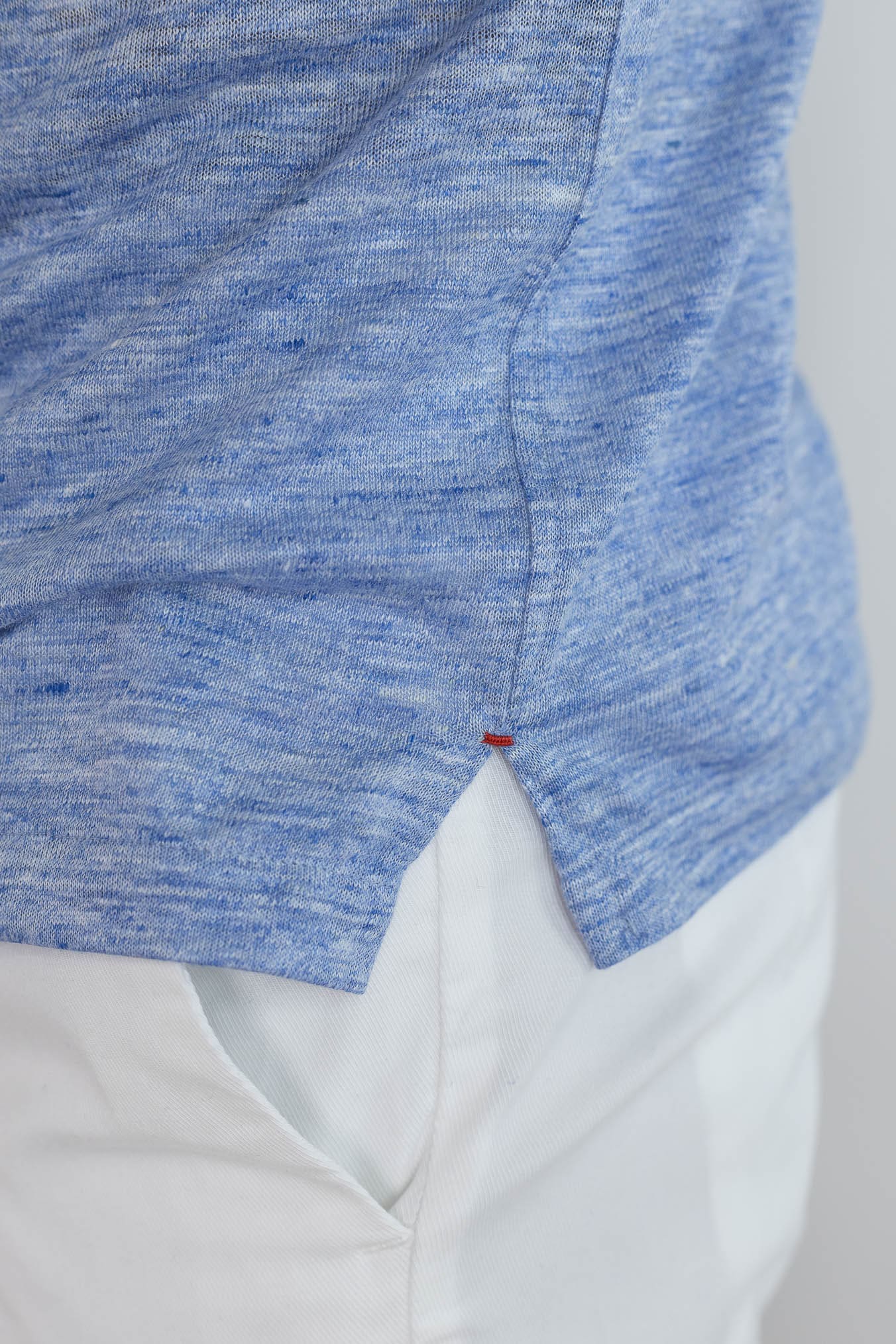 ISAIA Polo Lino Celeste Mélange