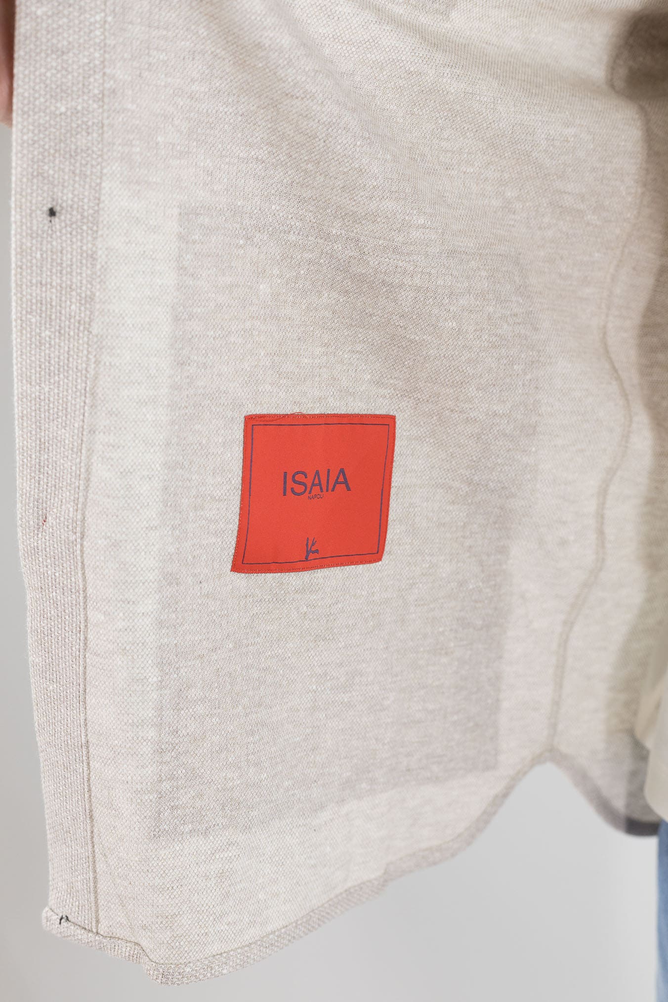 ISAIA Overshirt Lino Cotone Beige Mélange