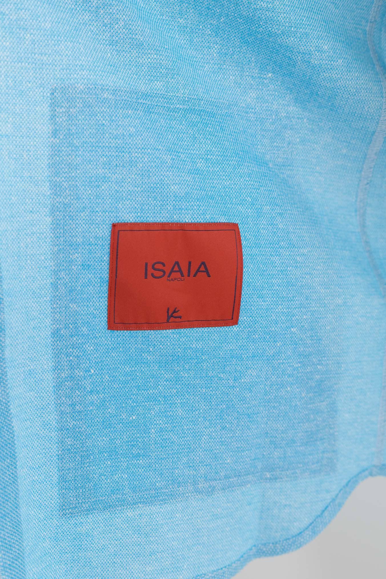 ISAIA Overshirt Lino Cotone Turchese Mélange