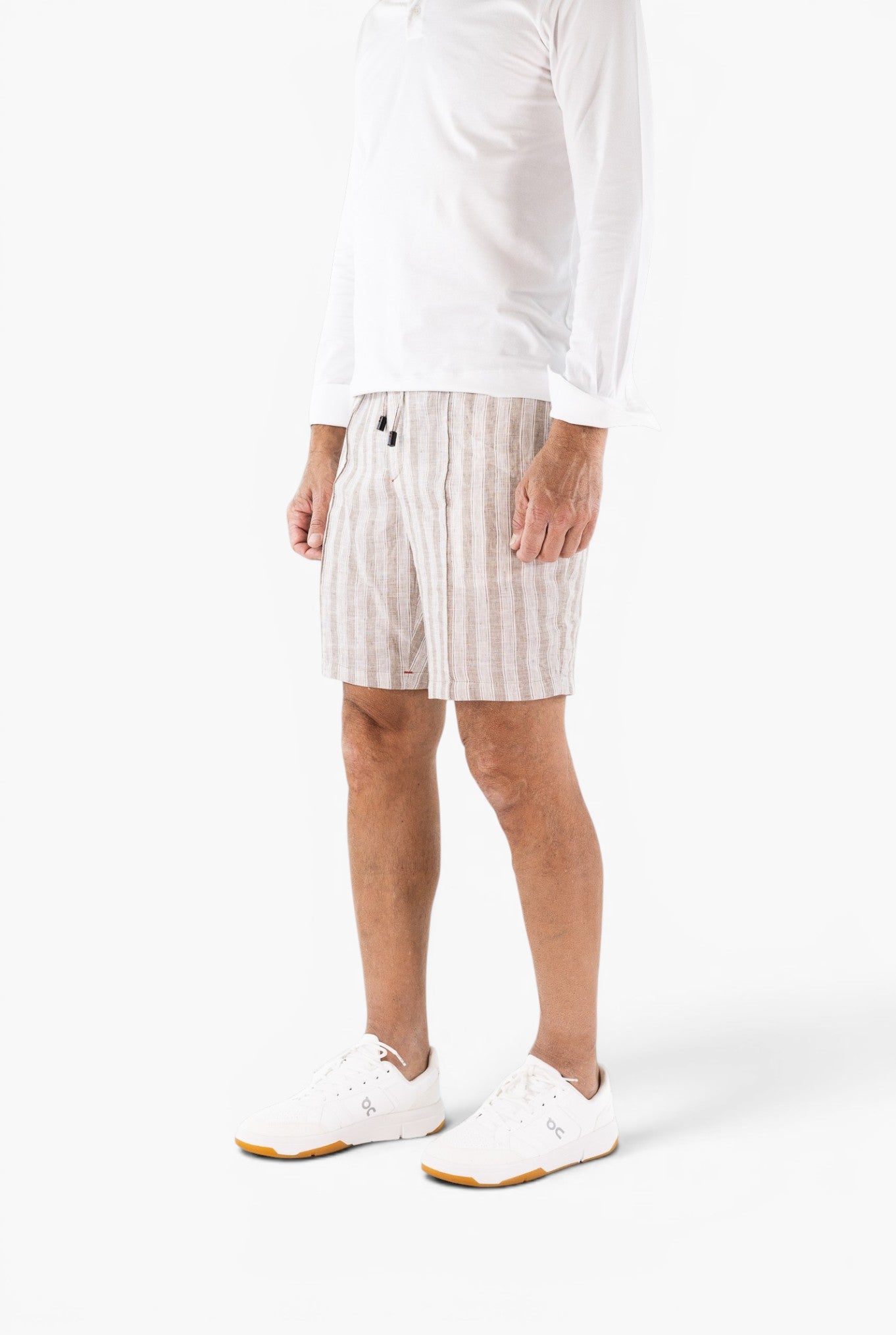 ISAIA Bermuda Lino Righe Beige