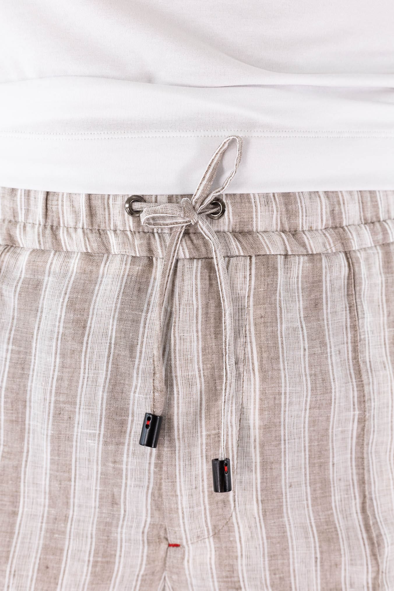 ISAIA Bermuda Lino Righe Beige