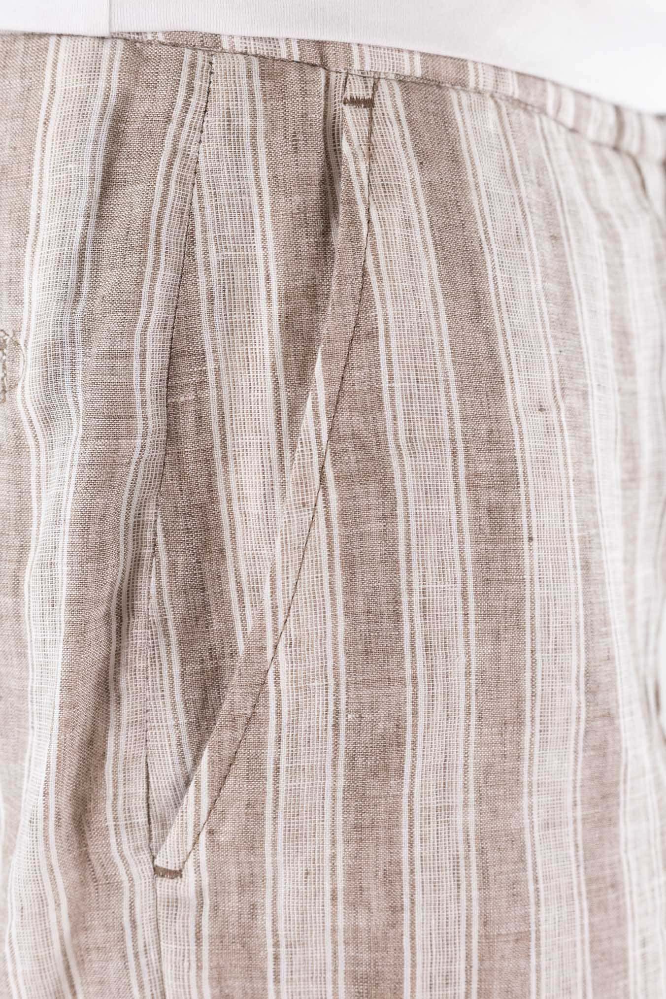 ISAIA Bermuda Lino Righe Beige