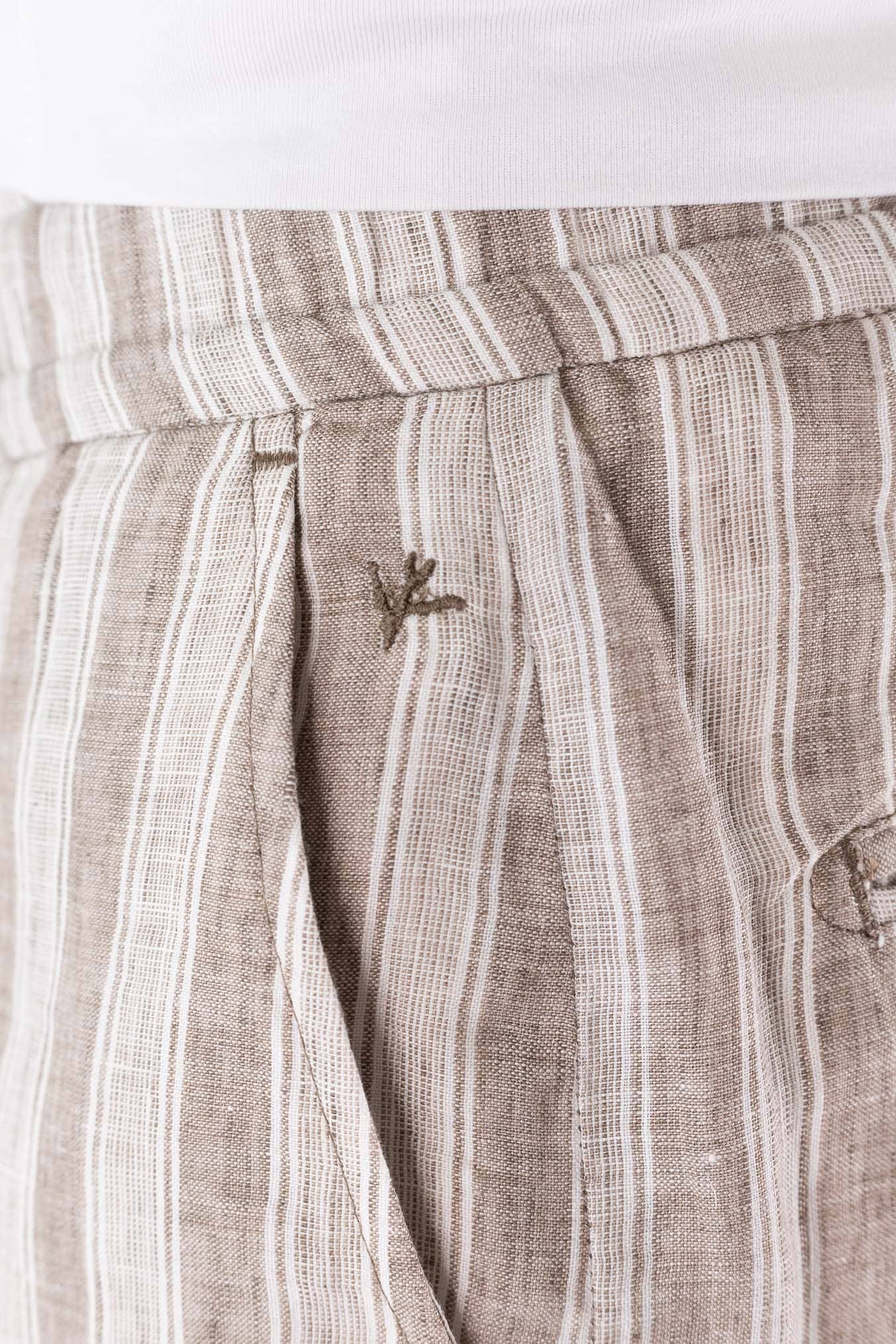 ISAIA Bermuda Lino Righe Beige