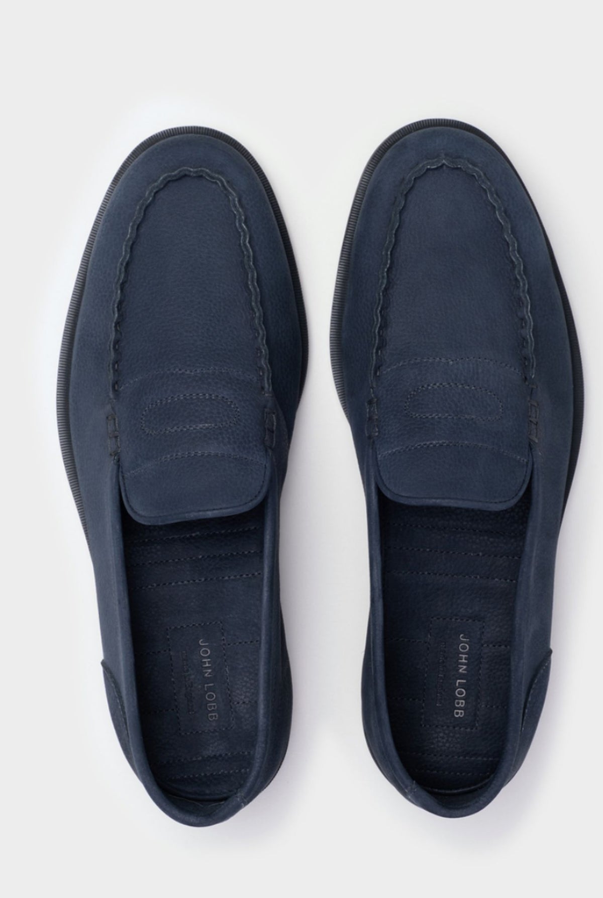 Mocassino "Pace" Nabuk Blu Martellata JOHN LOBB