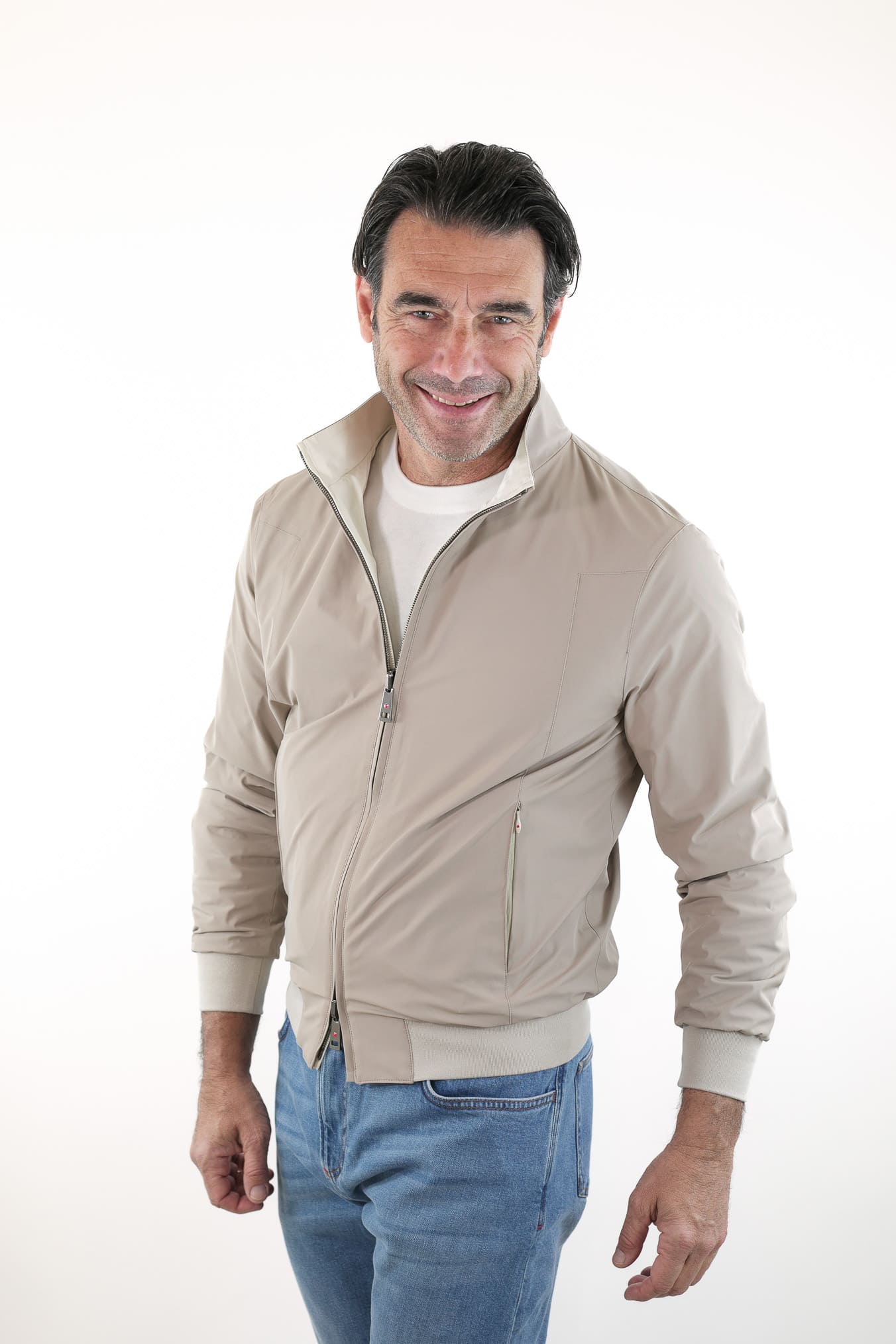 KIRED Giubbino Reversibile Bicolore Beige e Bianco