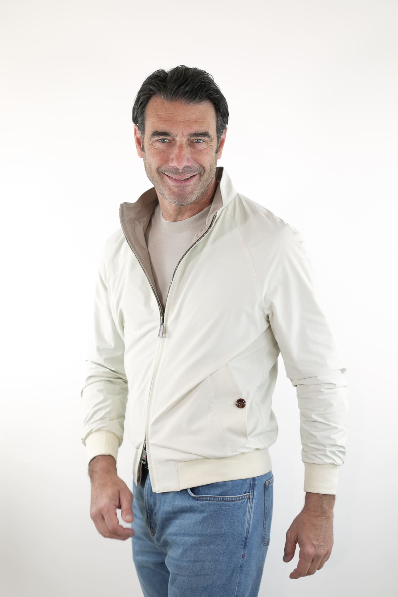 KIRED Giubbino Reversibile Bicolore Beige e Bianco