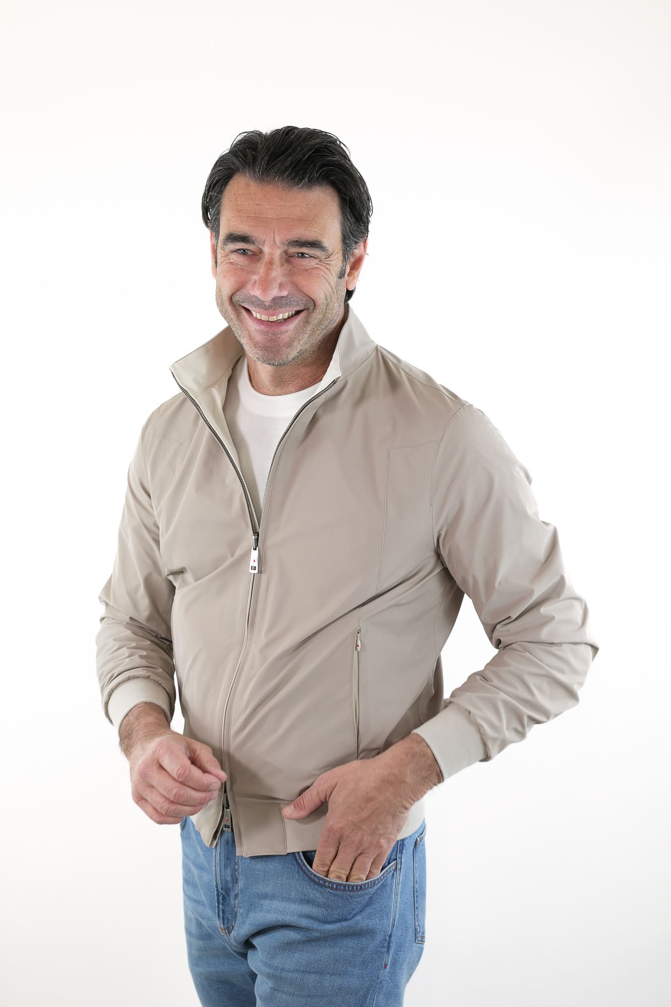 KIRED Giubbino Reversibile Bicolore Beige e Bianco