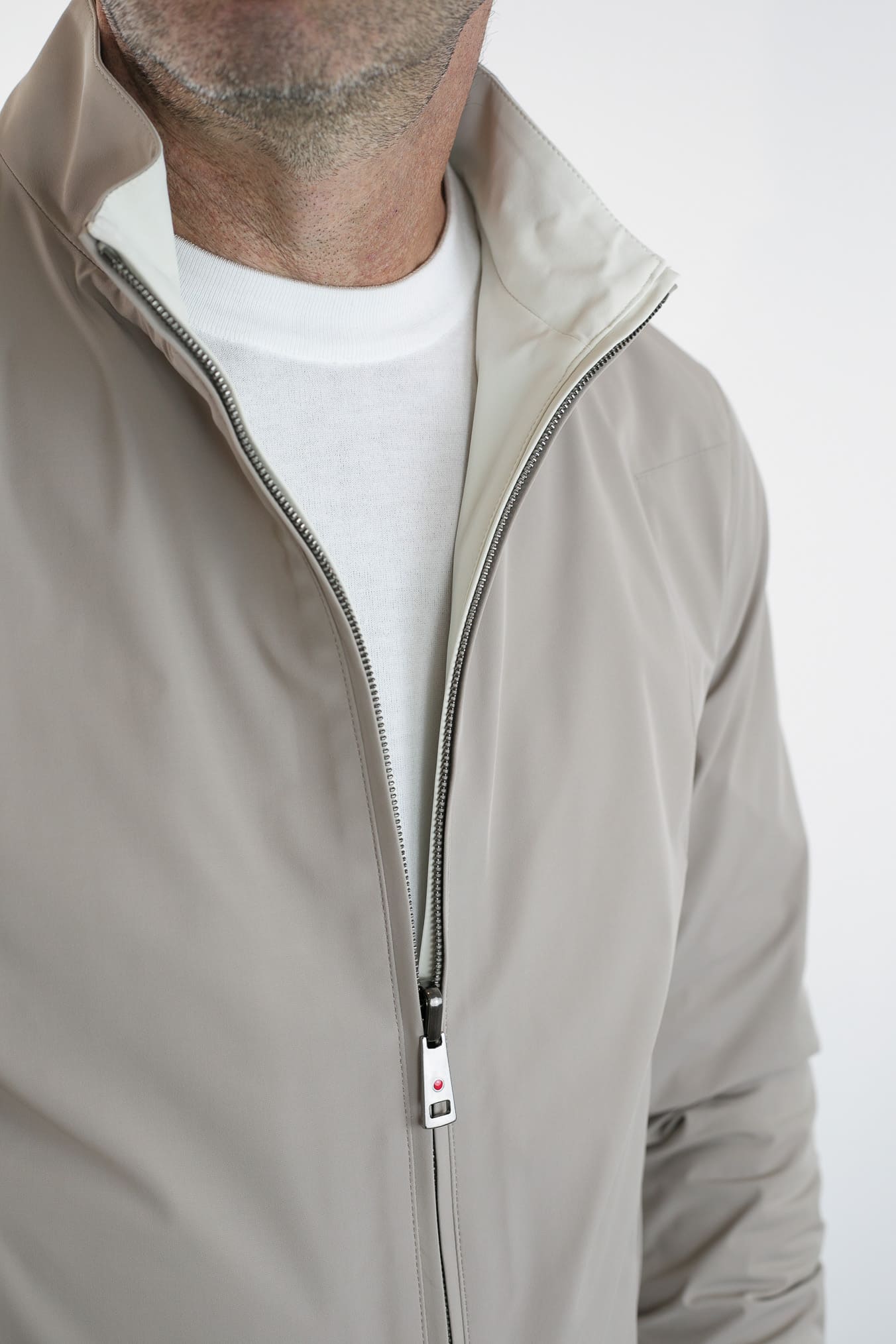 KIRED Giubbino Reversibile Bicolore Beige e Bianco