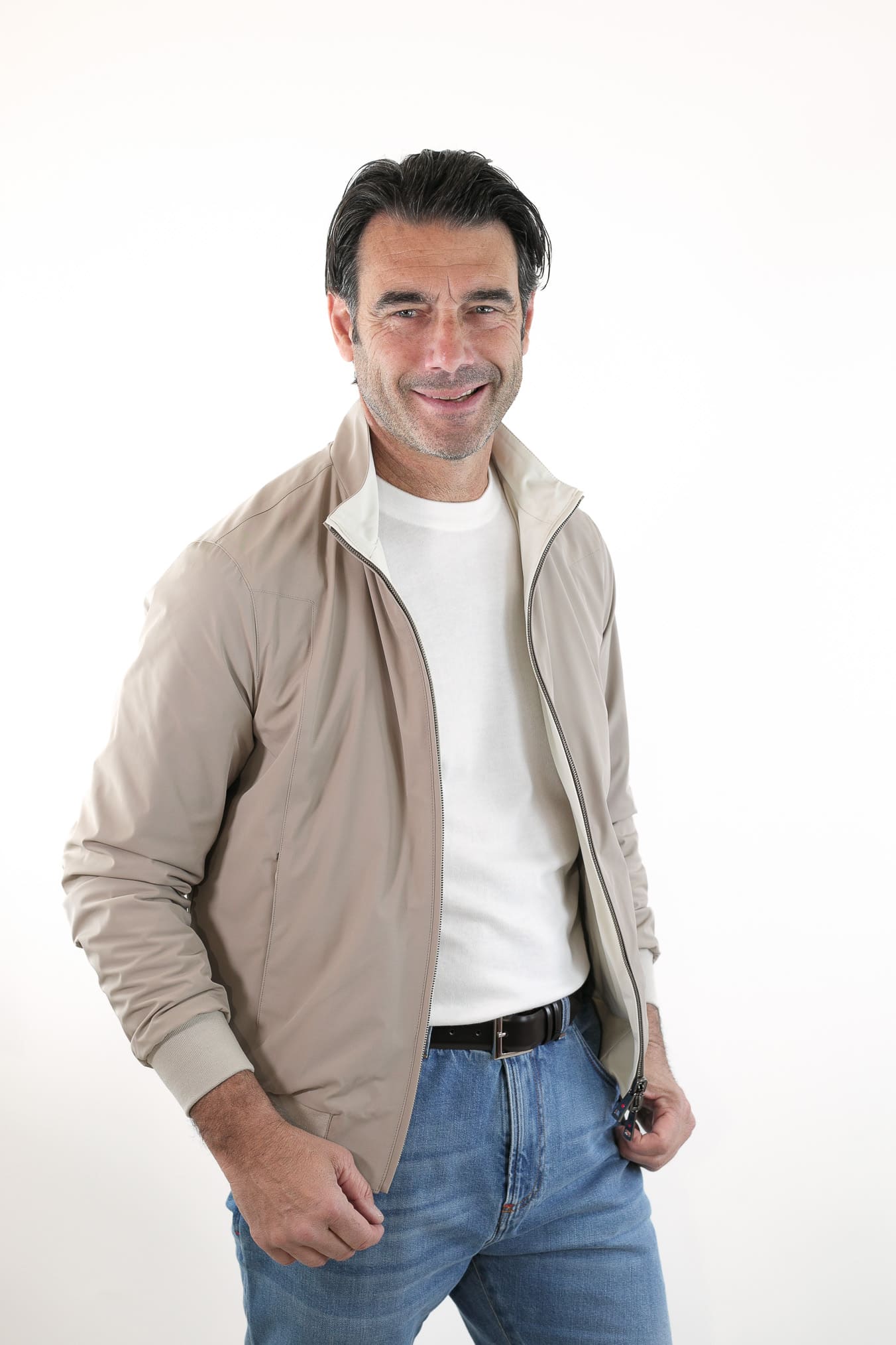 KIRED Giubbino Reversibile Bicolore Beige e Bianco