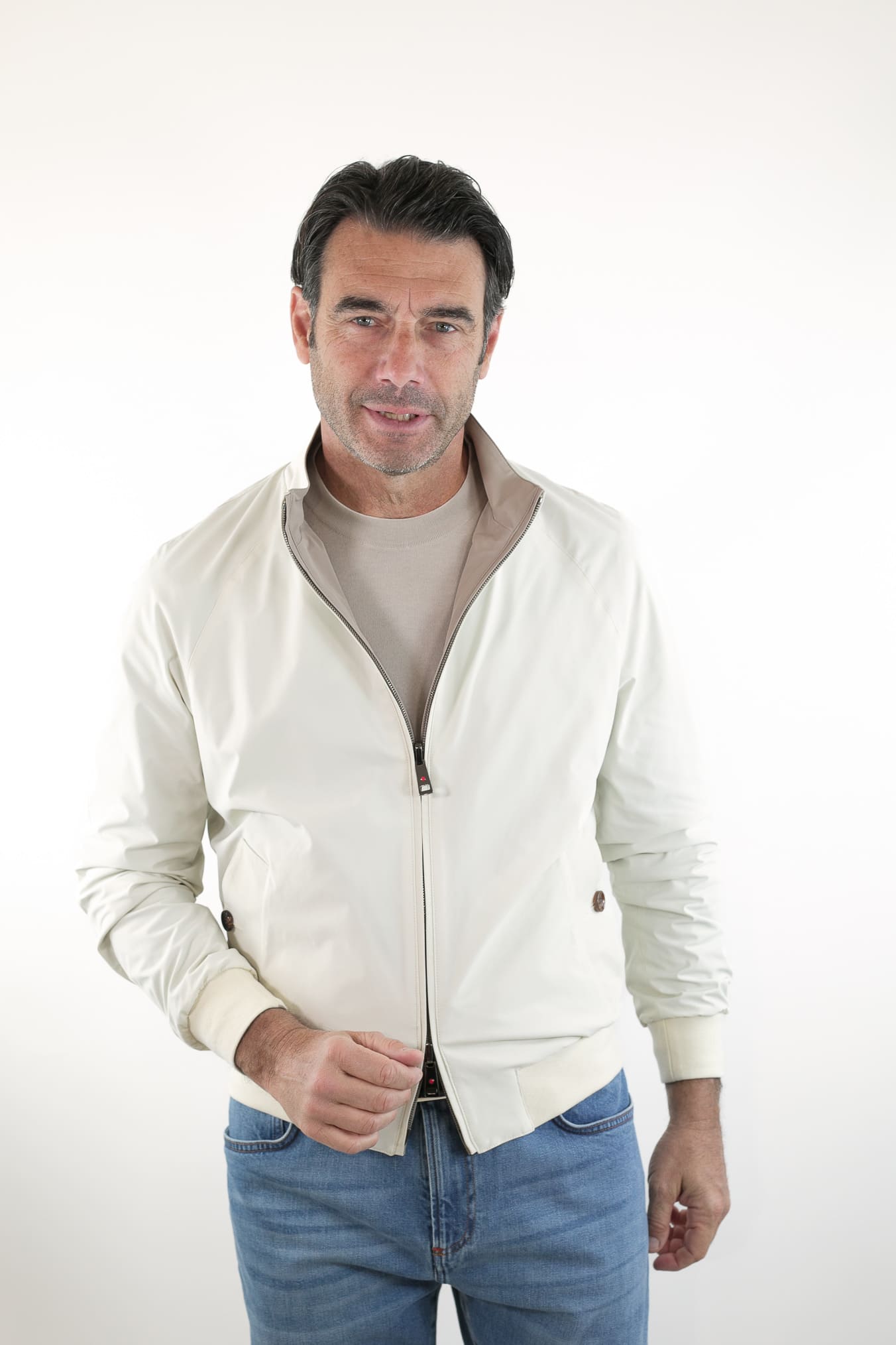 KIRED Giubbino Reversibile Bicolore Beige e Bianco