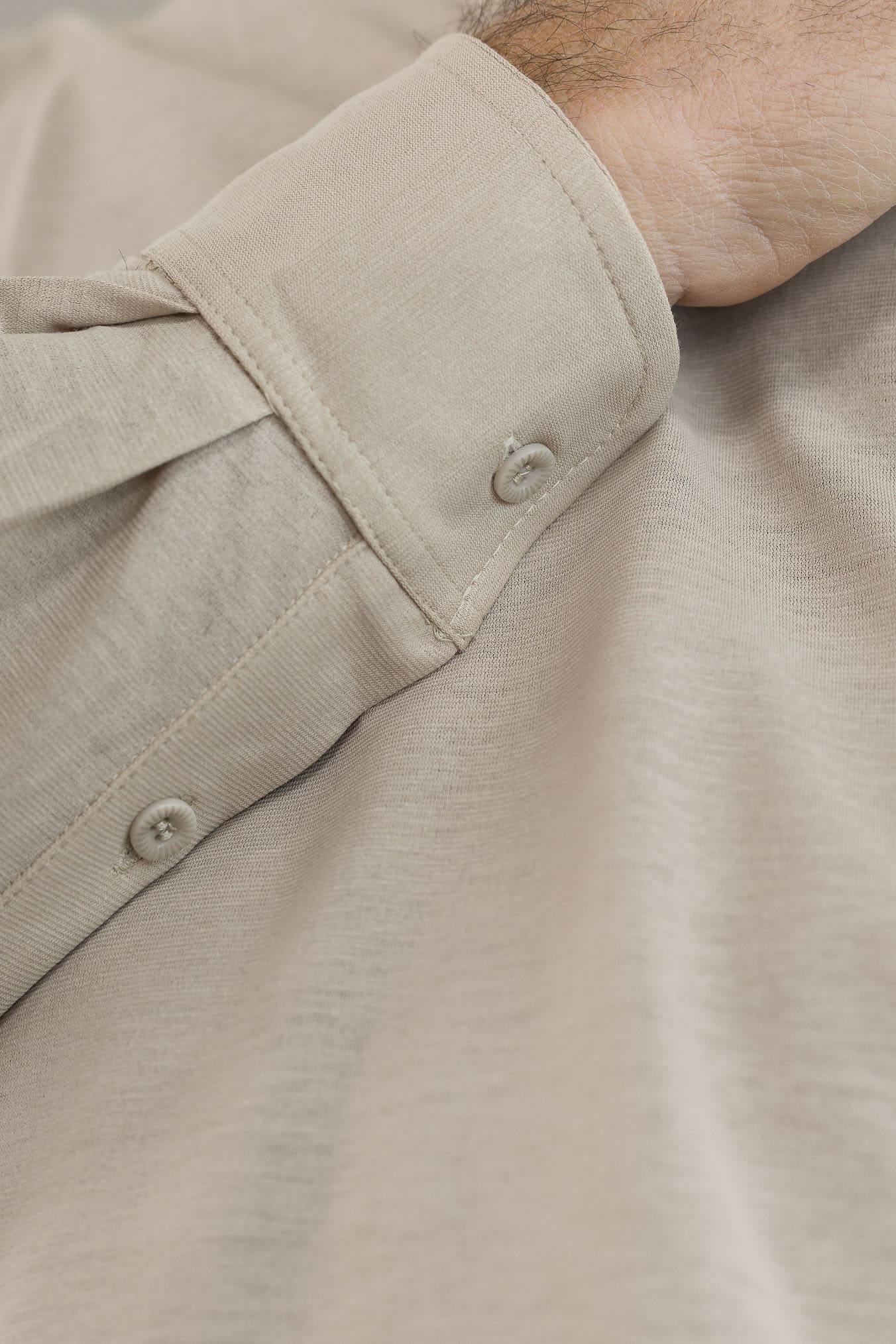 KIRED Polo Maniche Lunghe Cotone Crêpe Beige