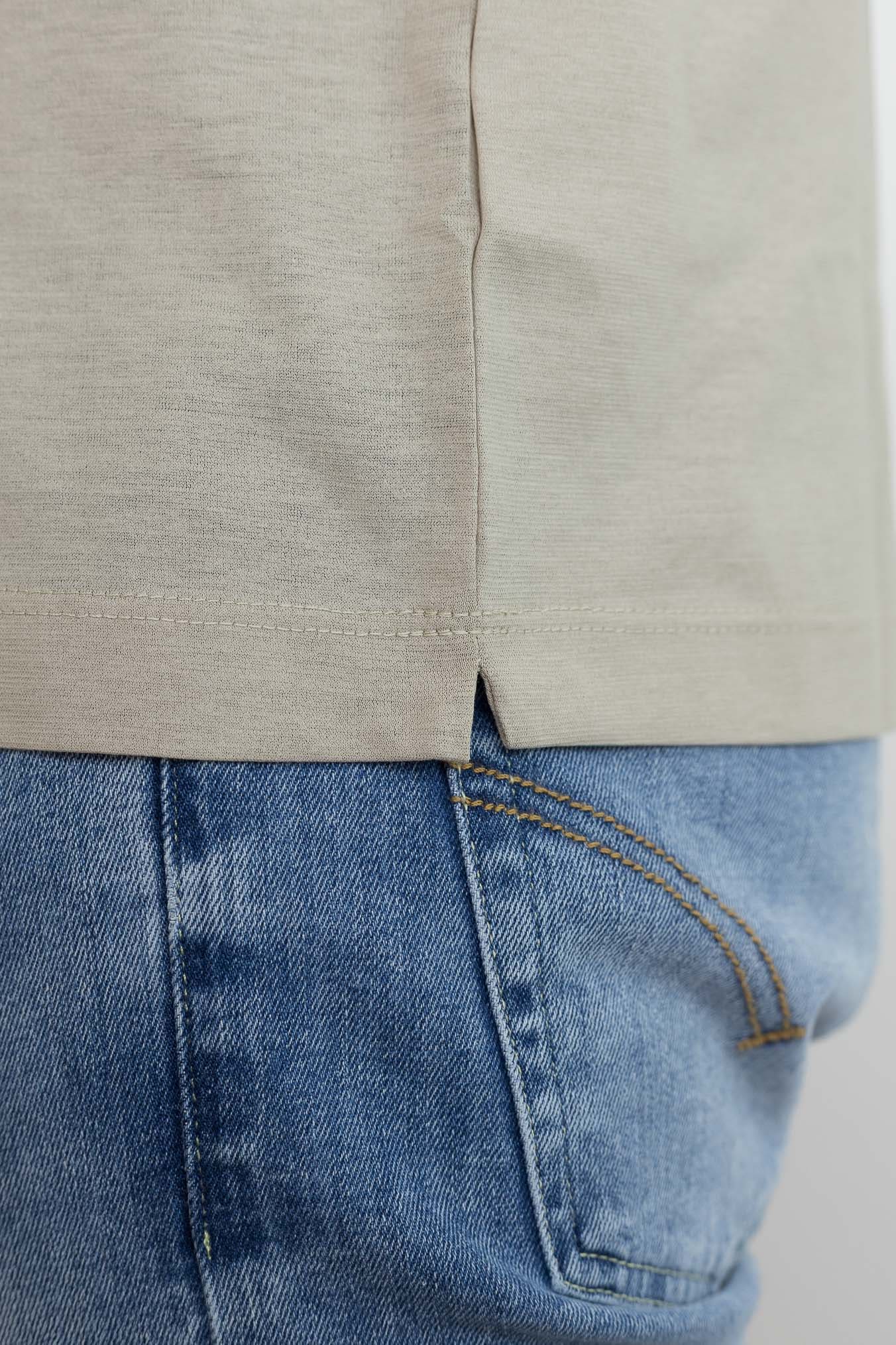 KIRED Polo Maniche Lunghe Cotone Crêpe Beige