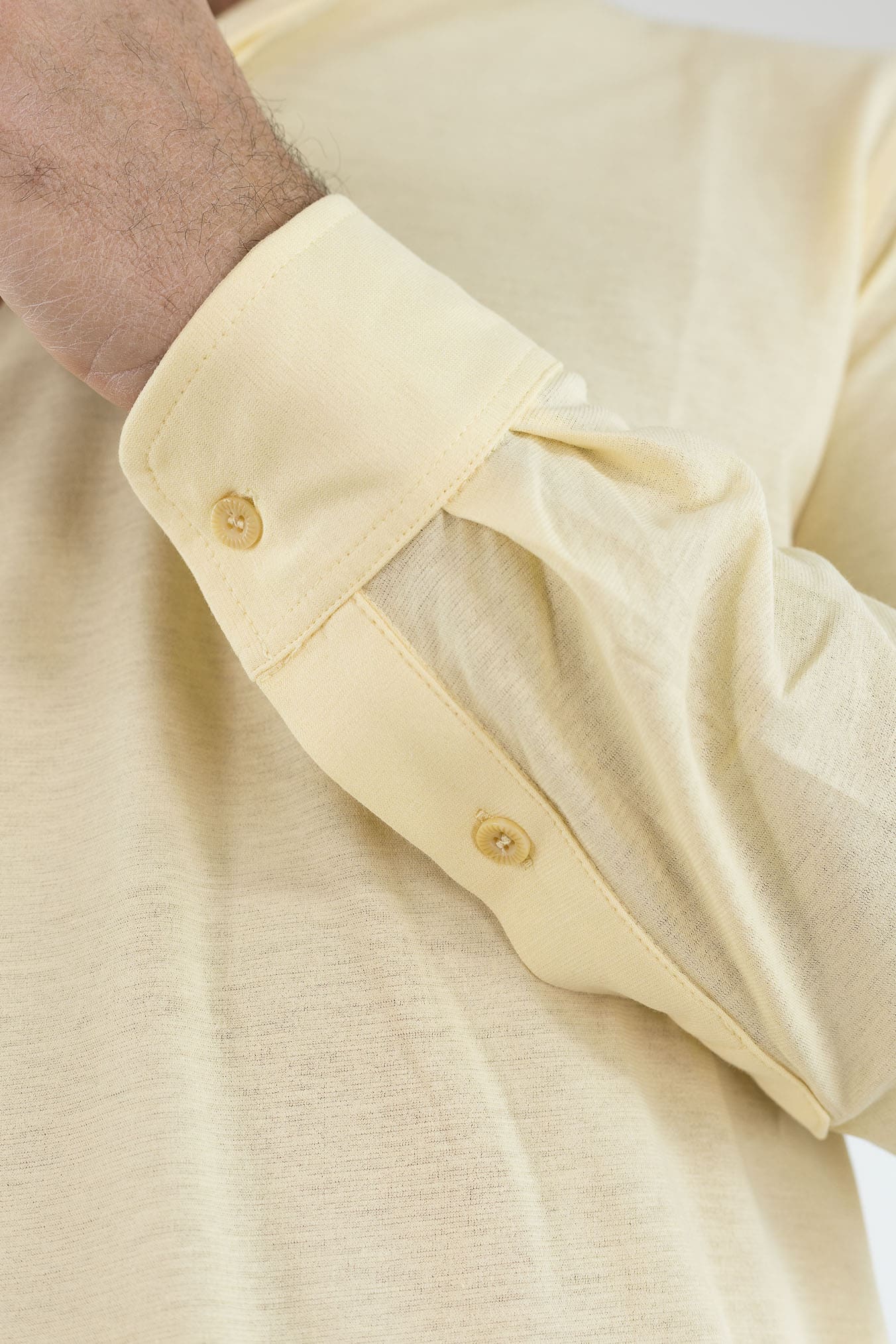 KIRED Polo Maniche Lunghe Cotone Crêpe Giallo