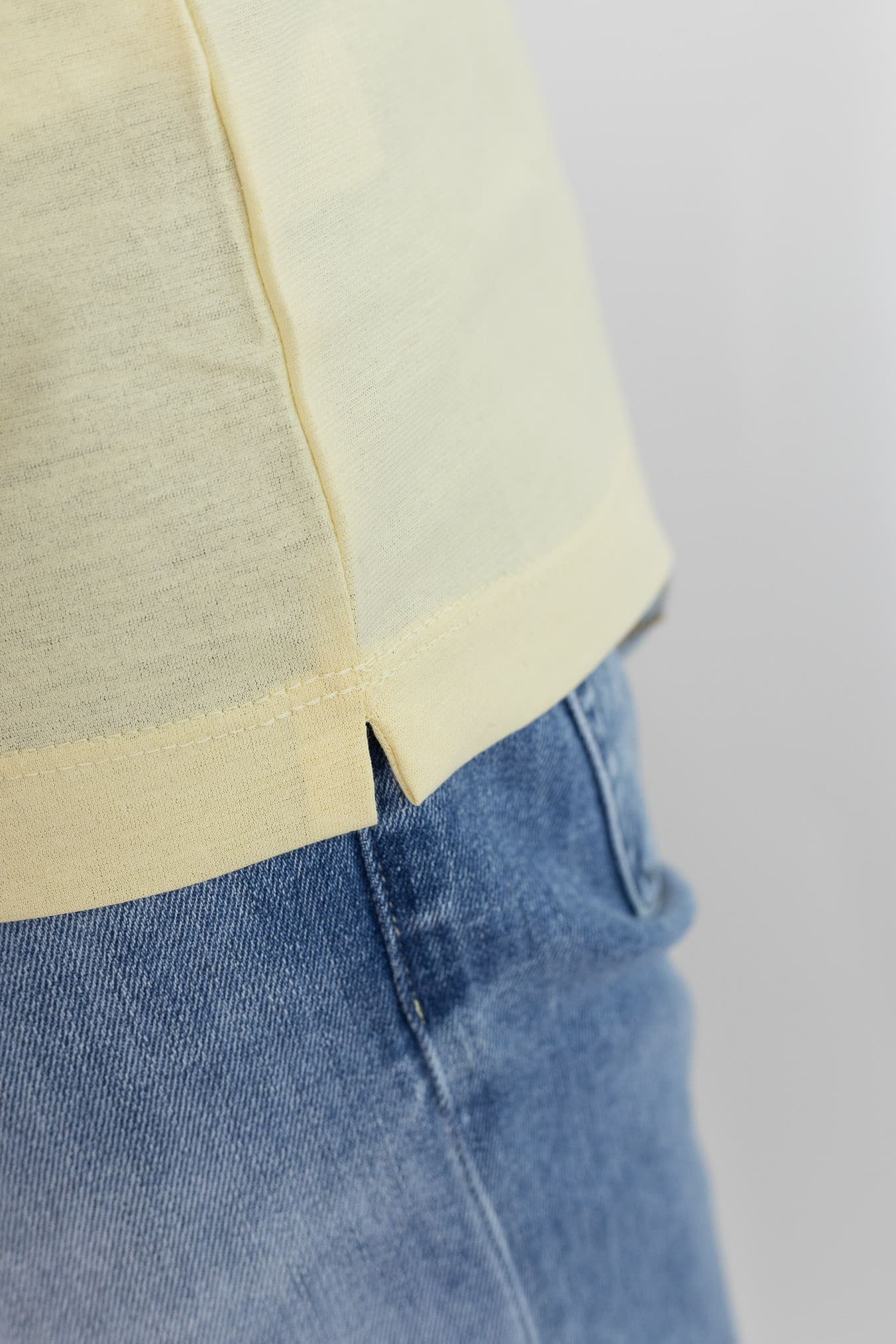 KIRED Polo Maniche Lunghe Cotone Crêpe Giallo