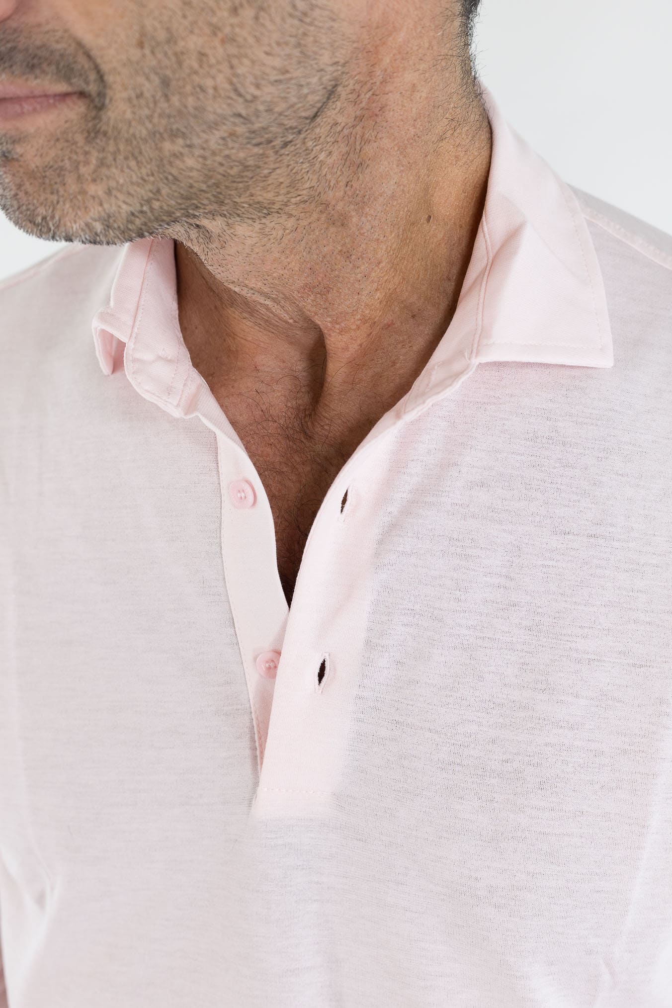 KIRED Polo Maniche Lunghe Cotone Crêpe Rosa