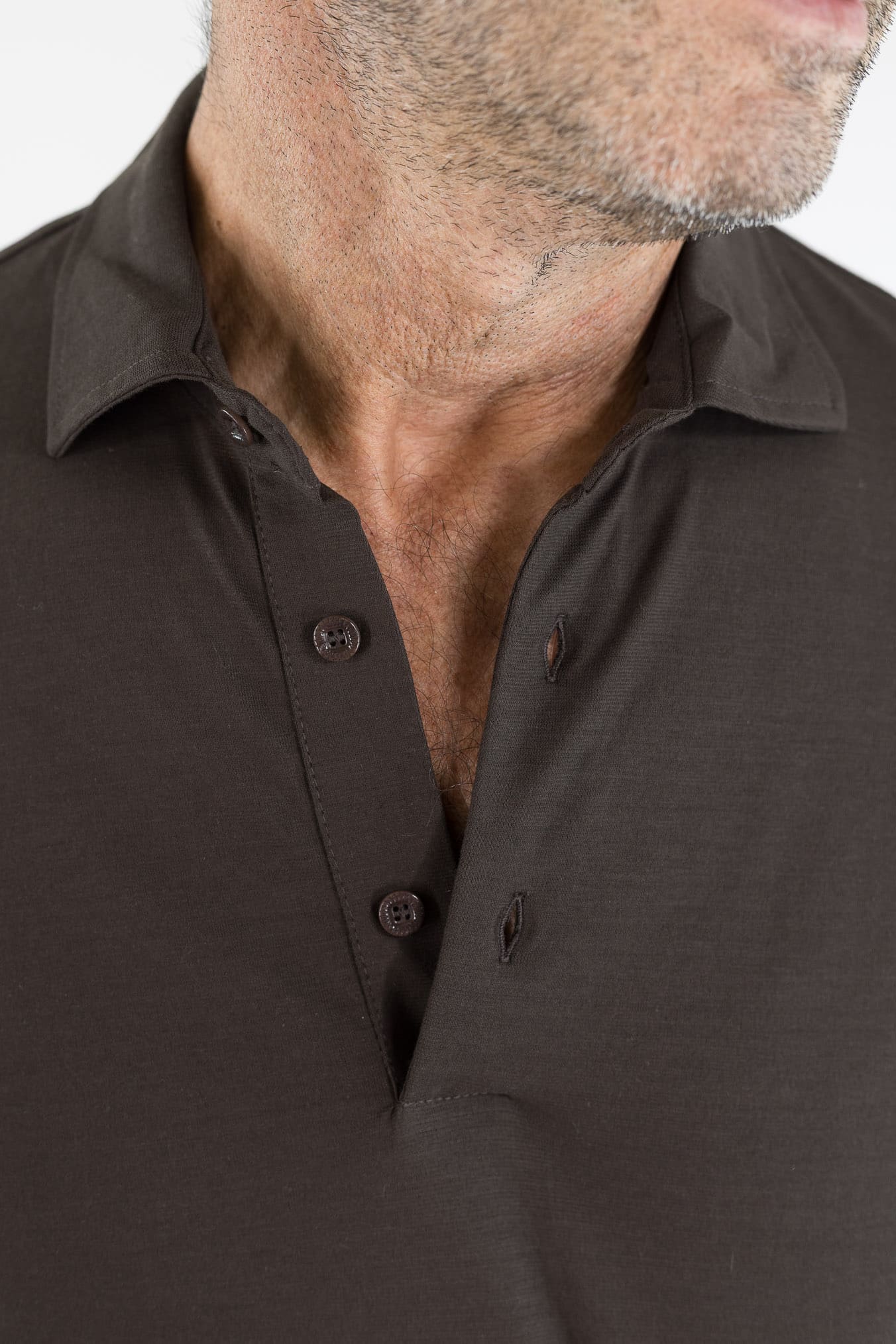 KIRED Polo Maniche Lunghe Cotone Crêpe Moro