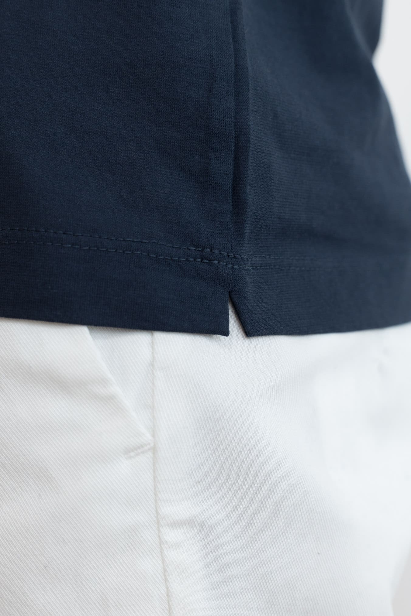 KIRED Polo Maniche Lunghe Cotone Crêpe Blu