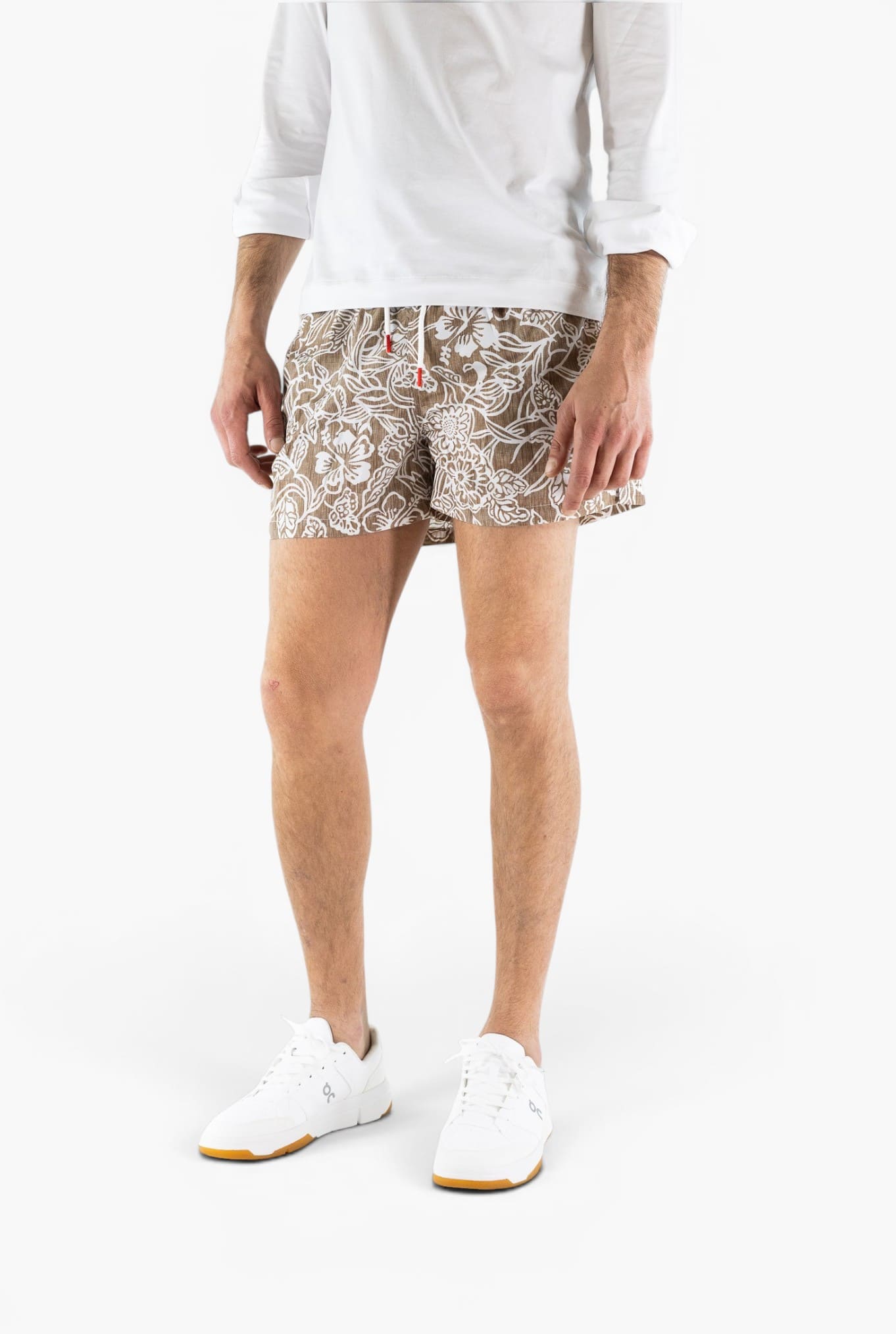 KITON Costume Mare Fantasia Fiori Beige