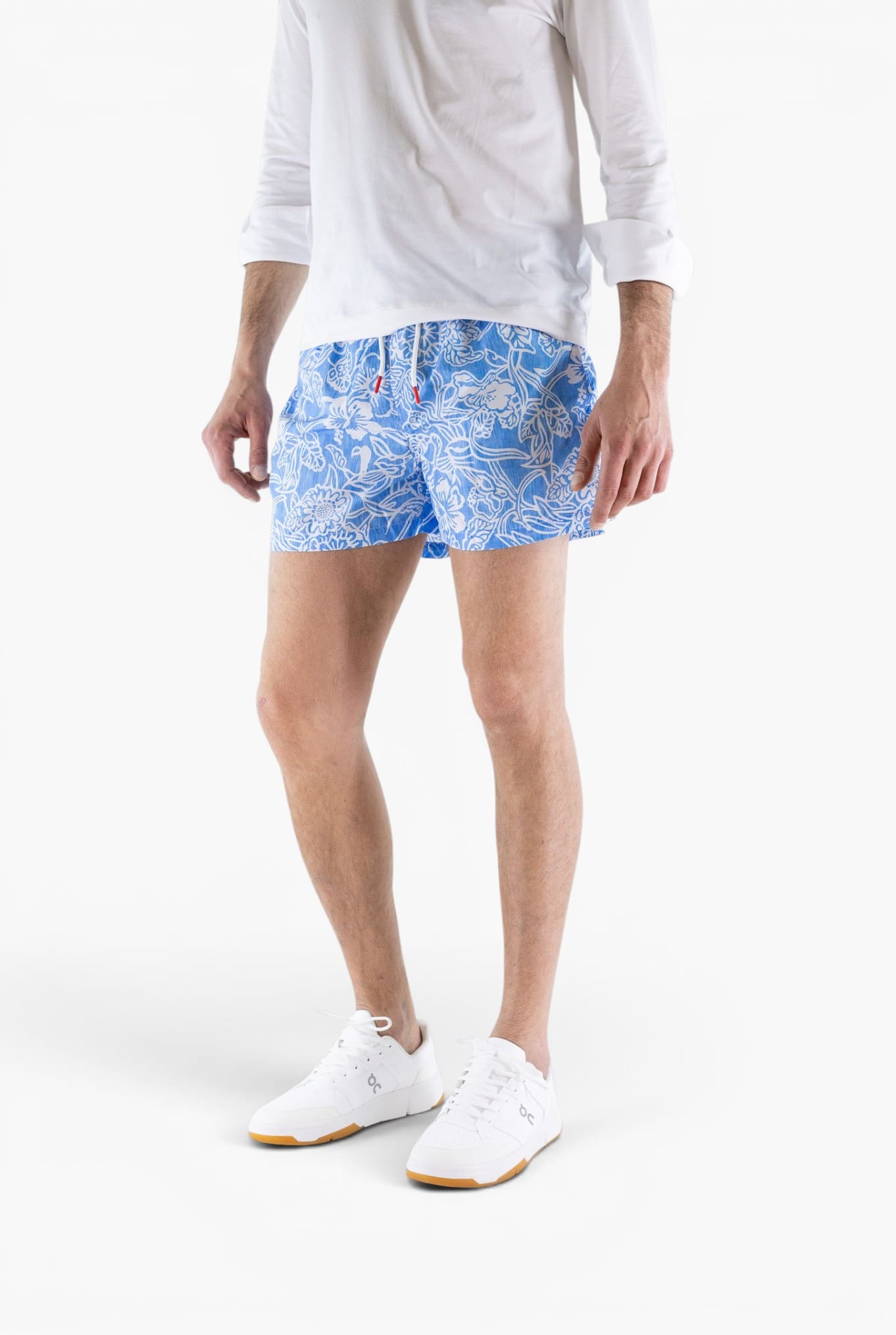 KITON Costume Mare Fantasia Fiori Azzurro