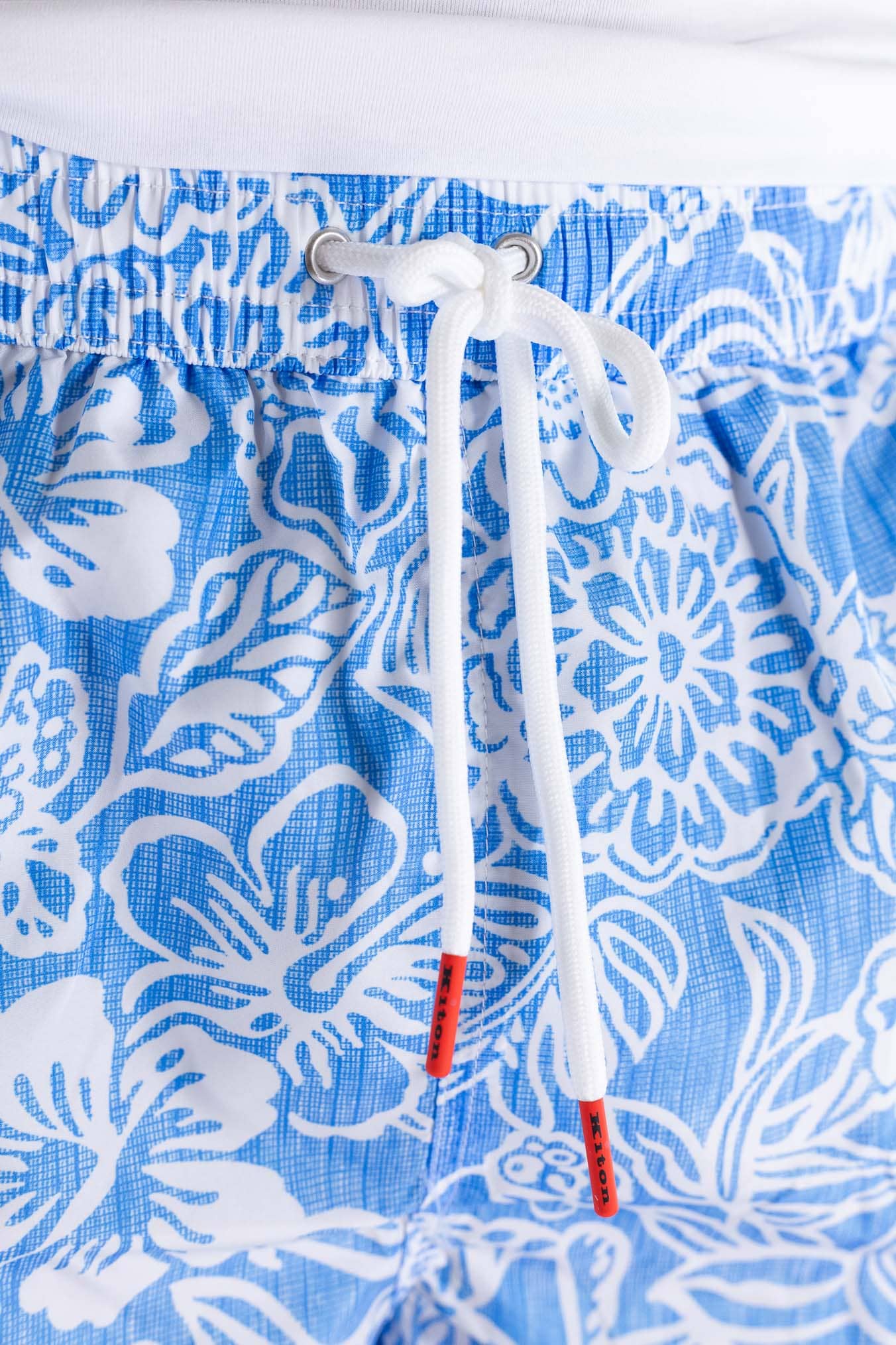 KITON Costume Mare Fantasia Fiori Azzurro