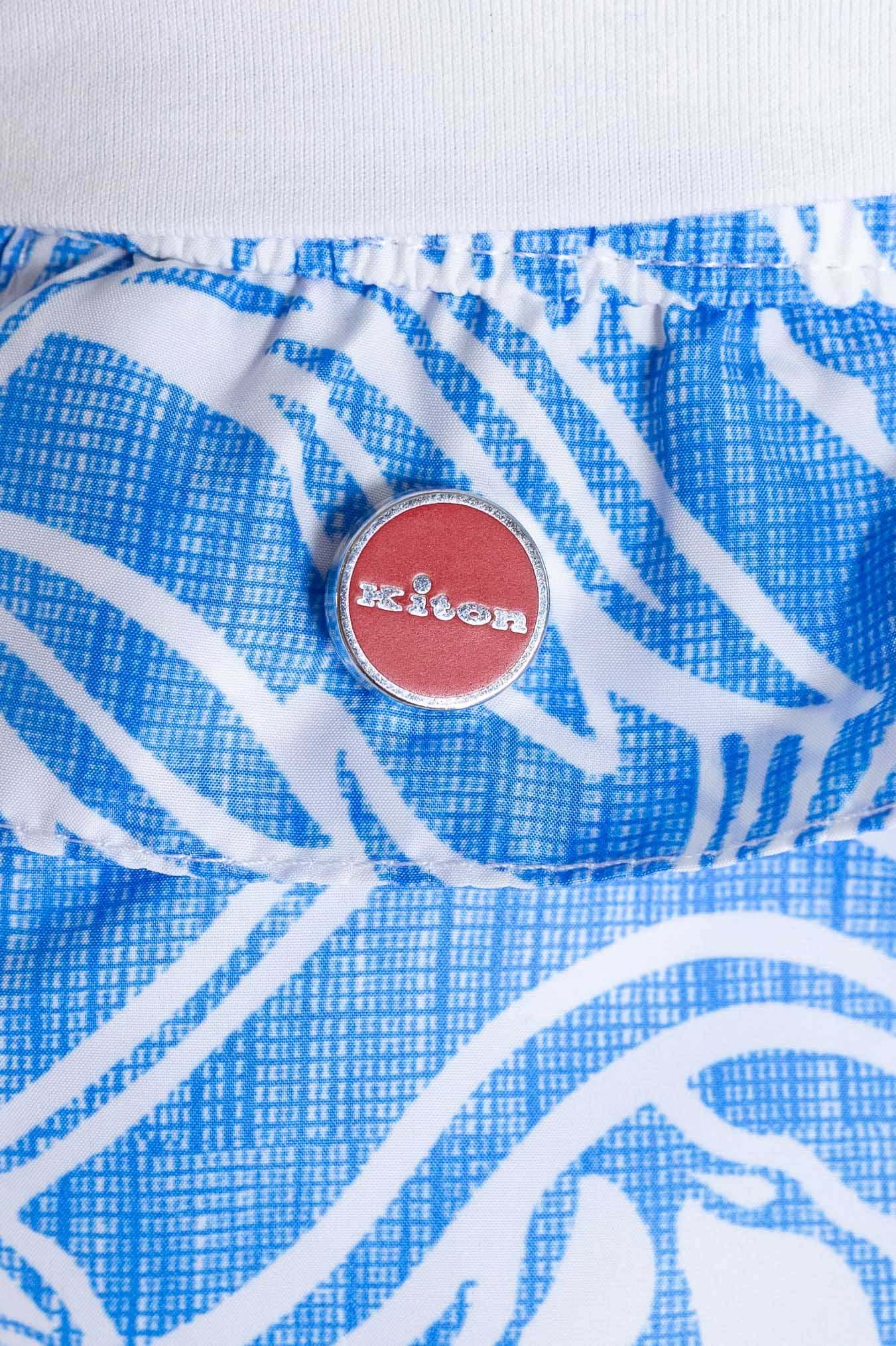 KITON Costume Mare Fantasia Fiori Azzurro