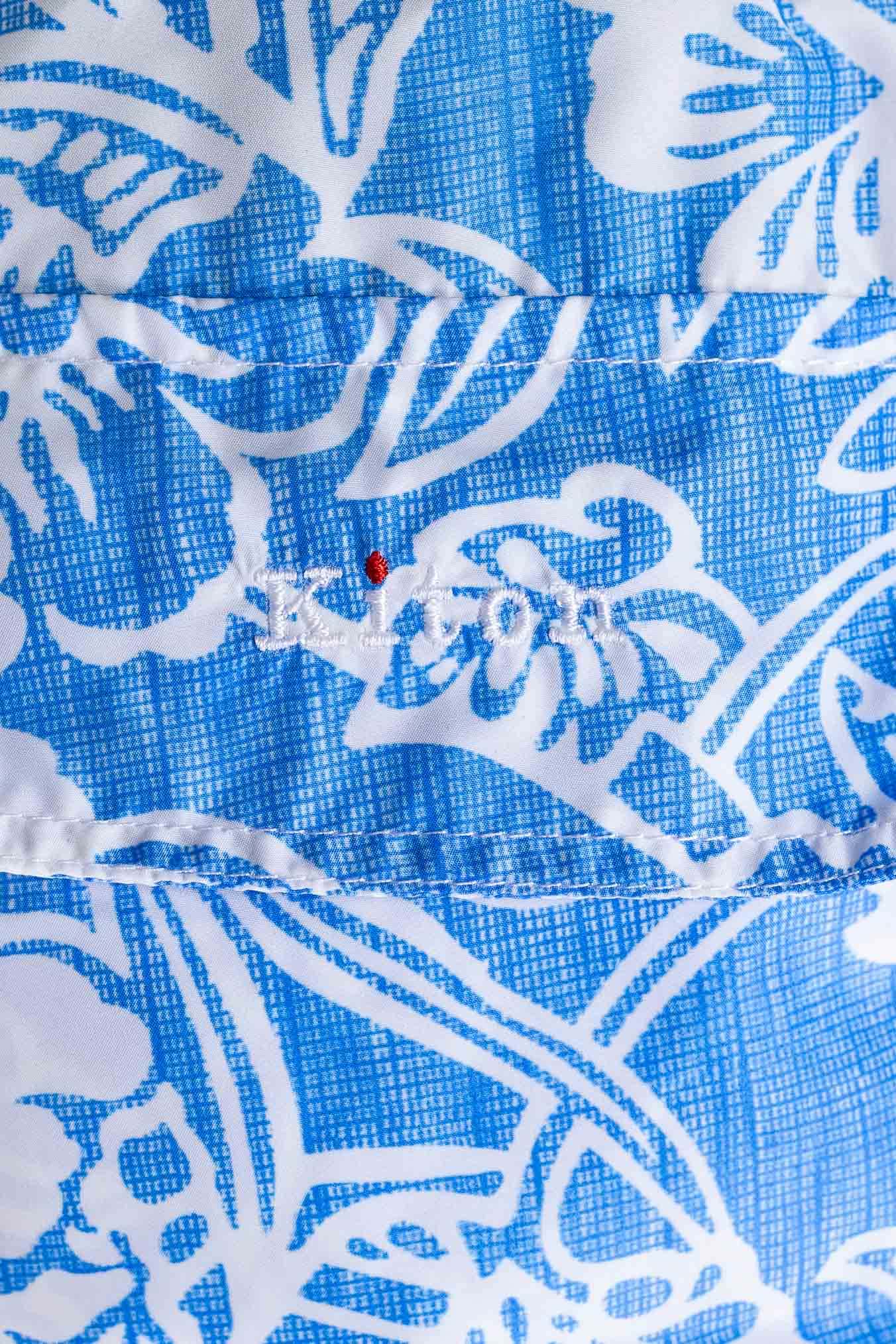 KITON Costume Mare Fantasia Fiori Azzurro