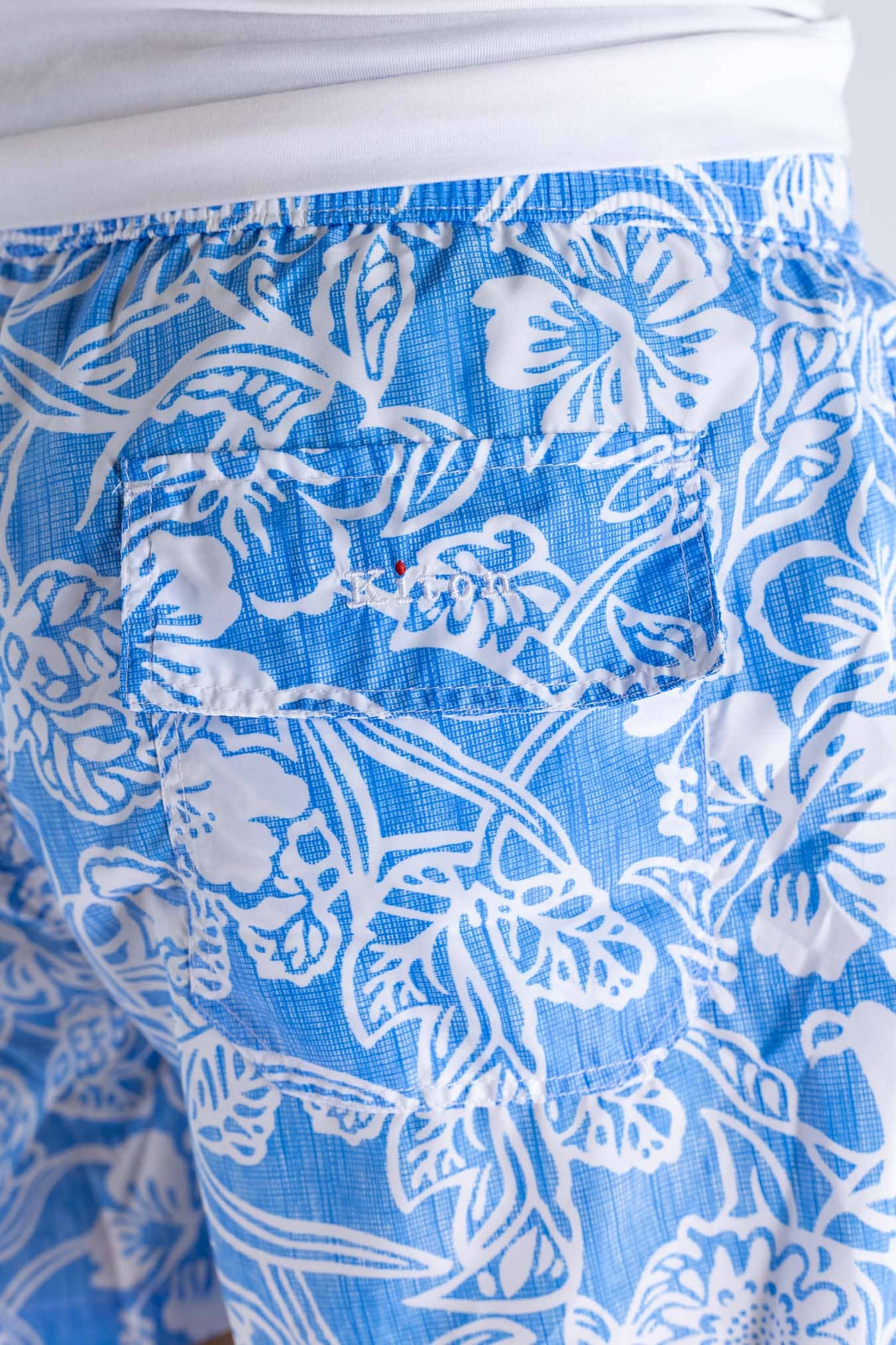 KITON Costume Mare Fantasia Fiori Azzurro
