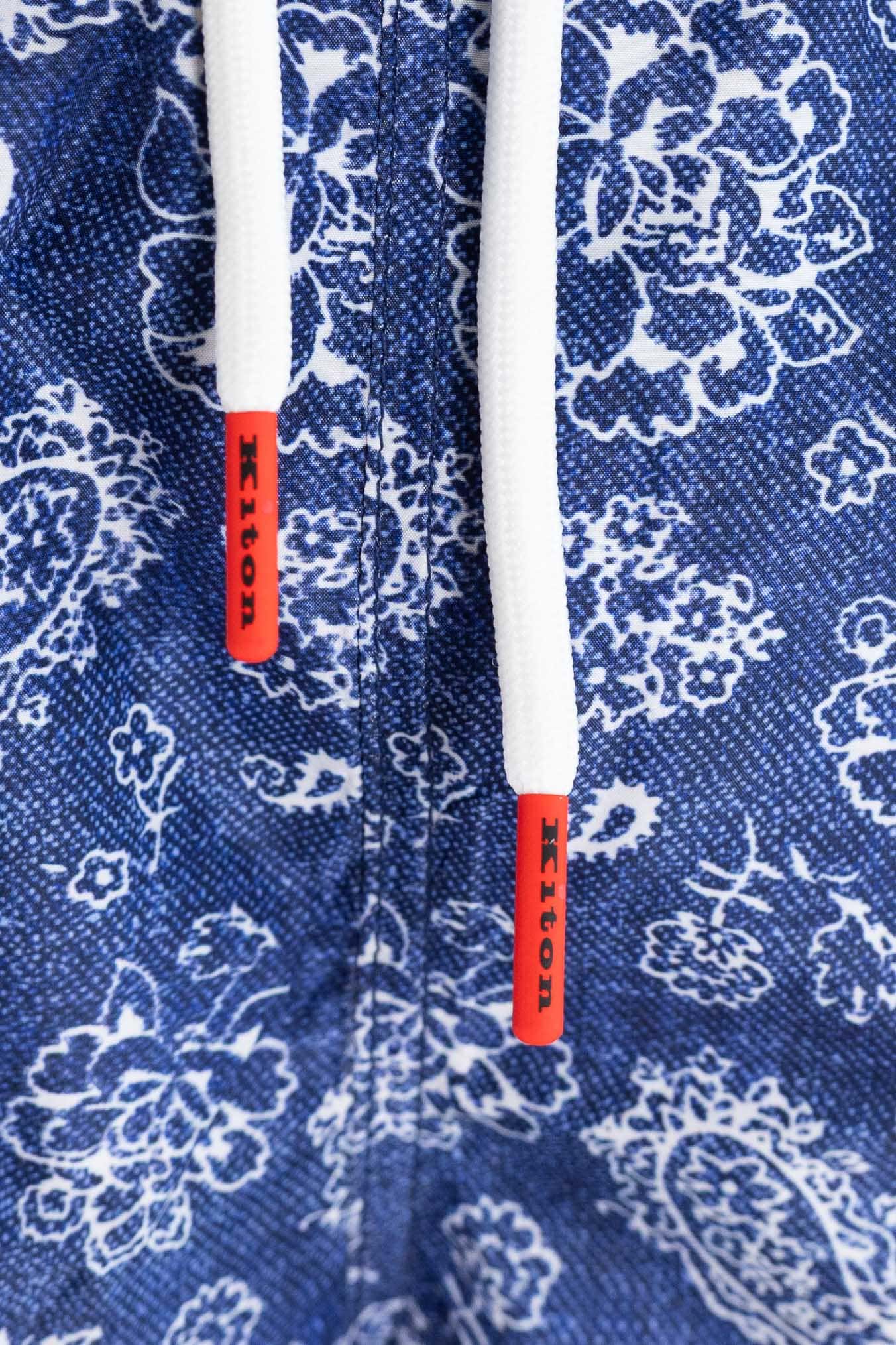 KITON Costume Mare Fantasia Fiori Blu