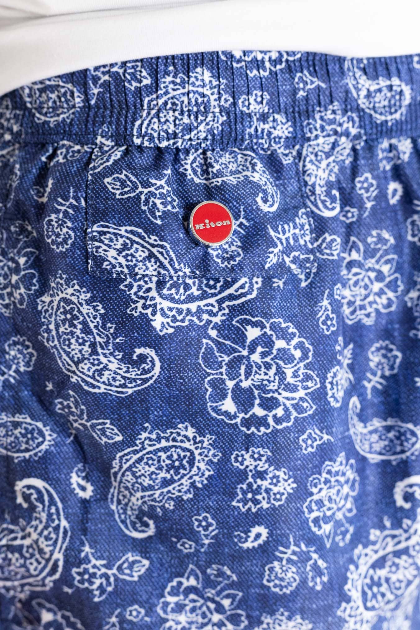 KITON Costume Mare Fantasia Fiori Blu