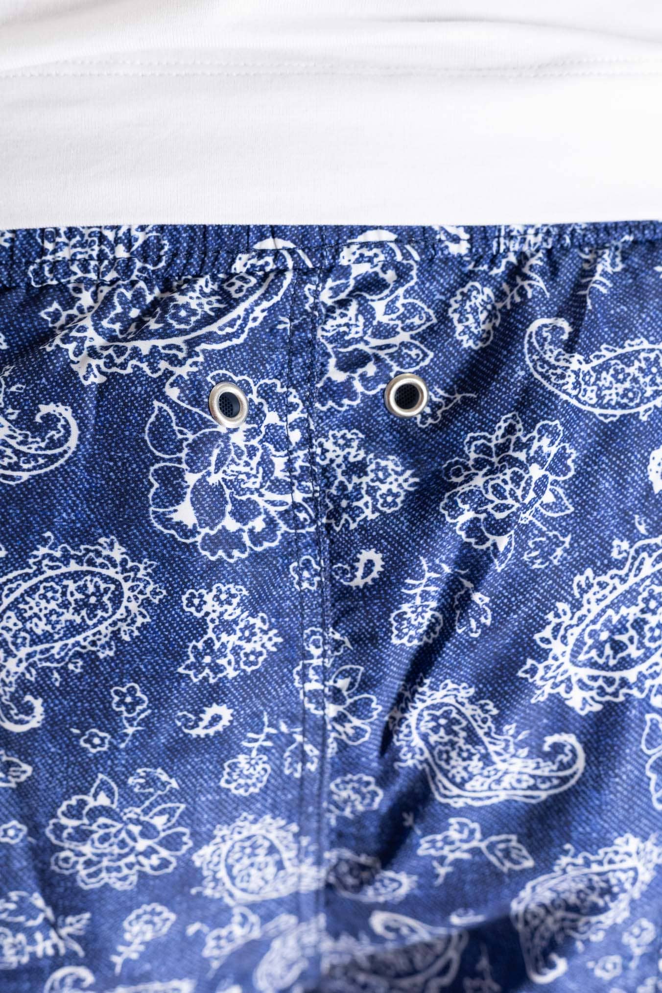 KITON Costume Mare Fantasia Fiori Blu