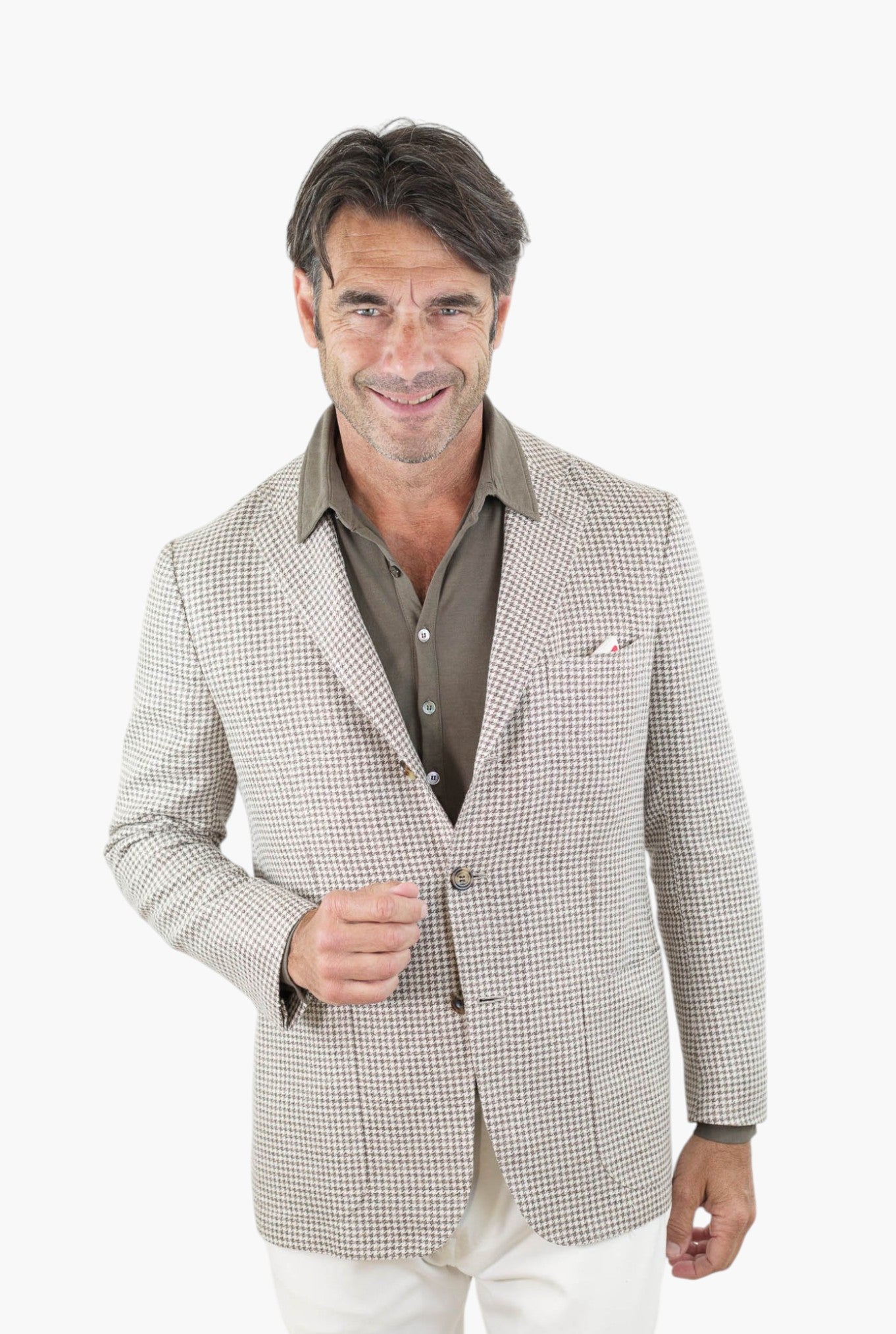 KITON Giacca Pied de Poule Lino Seta Cotone