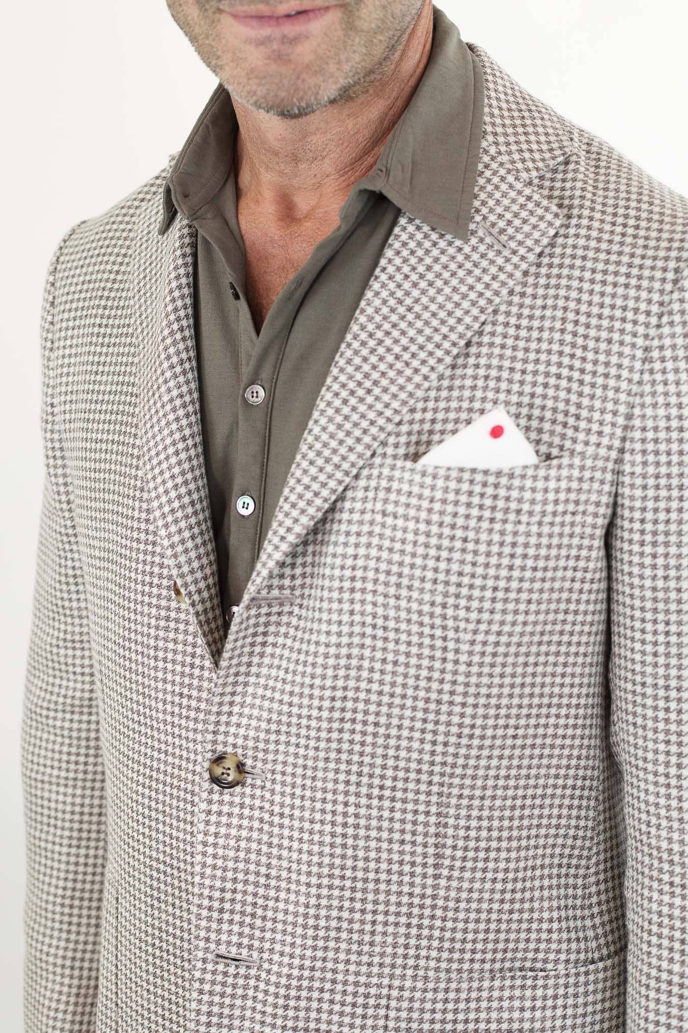 KITON Giacca Pied de Poule Lino Seta Cotone